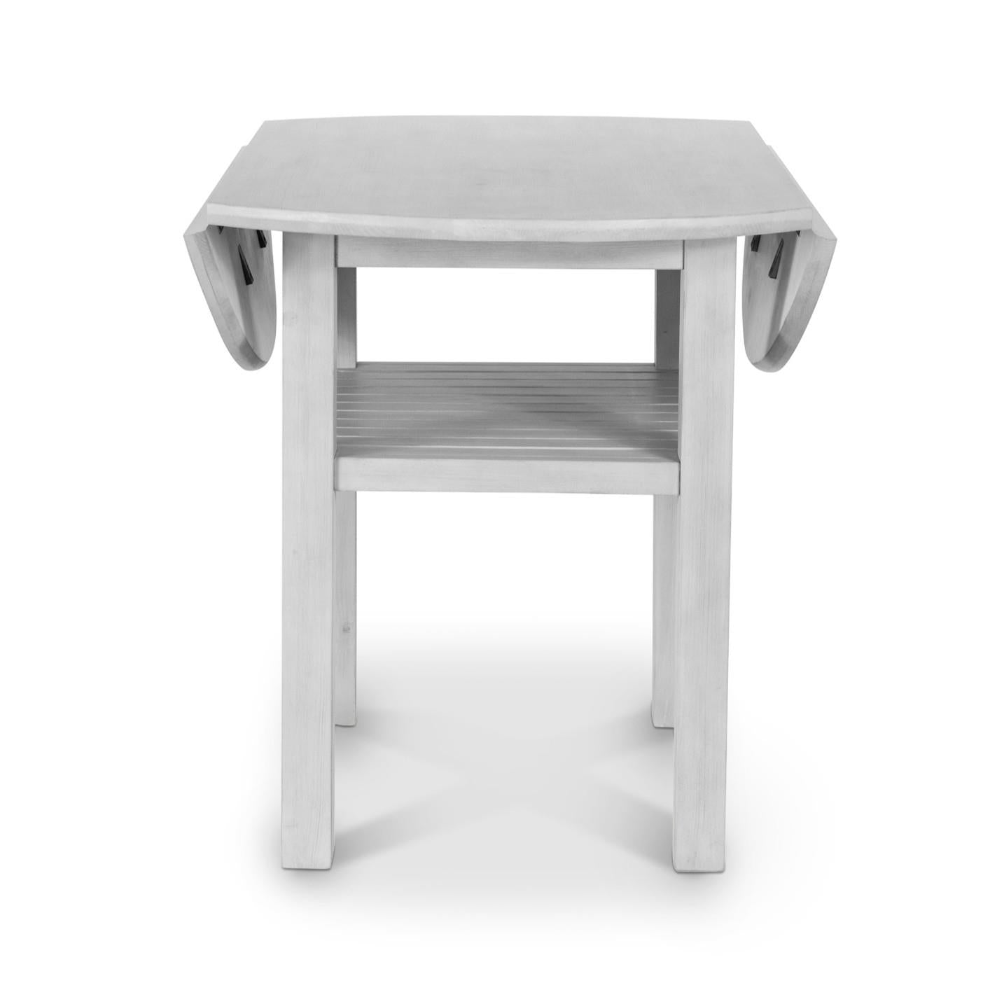 Geneva Drop Leaf Table (42"). Distressed White Finish