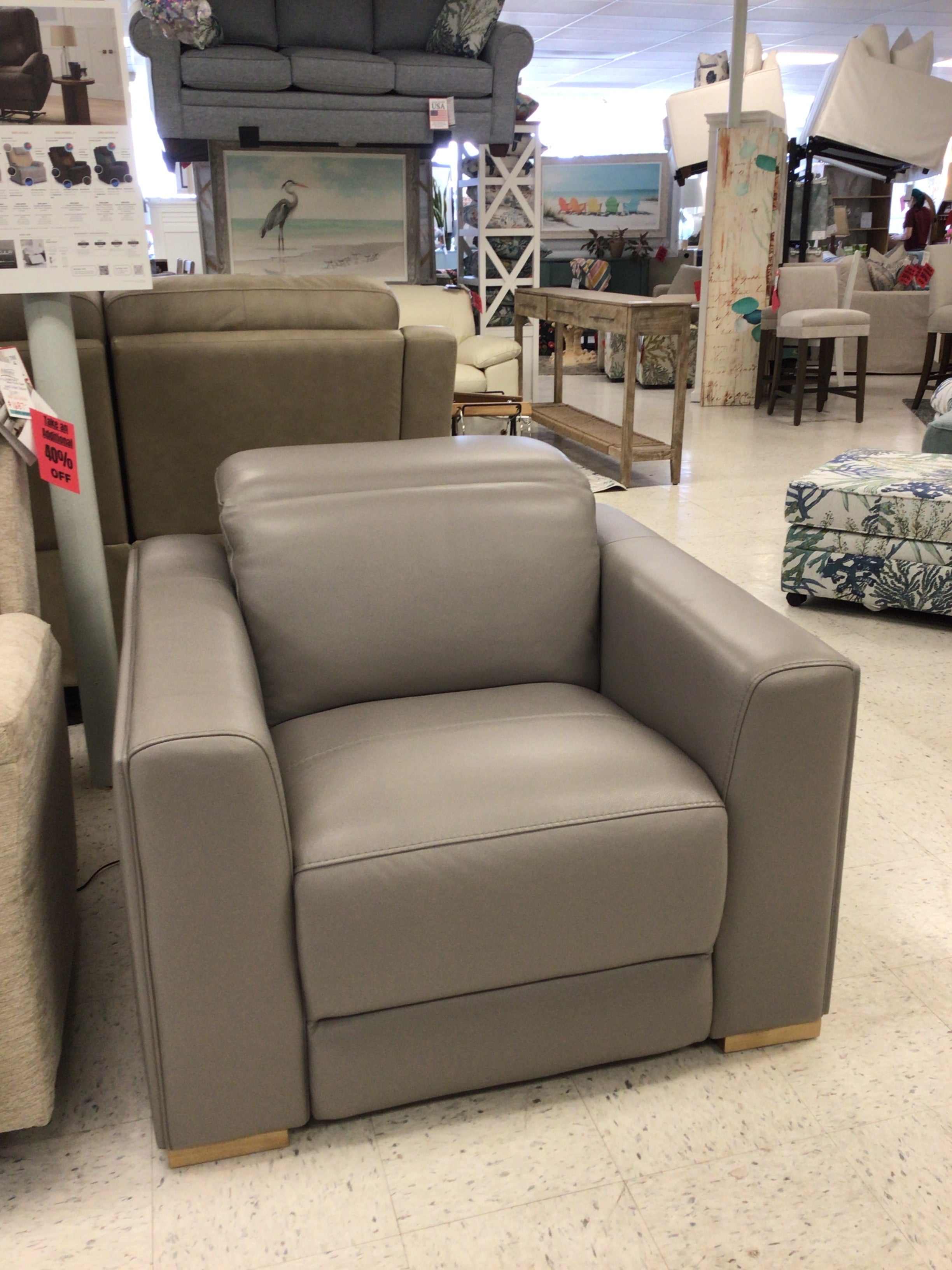 Aurora Leather Power Recliner with Power Headrest - Atlantic Fine Furniture Melbourne FL
