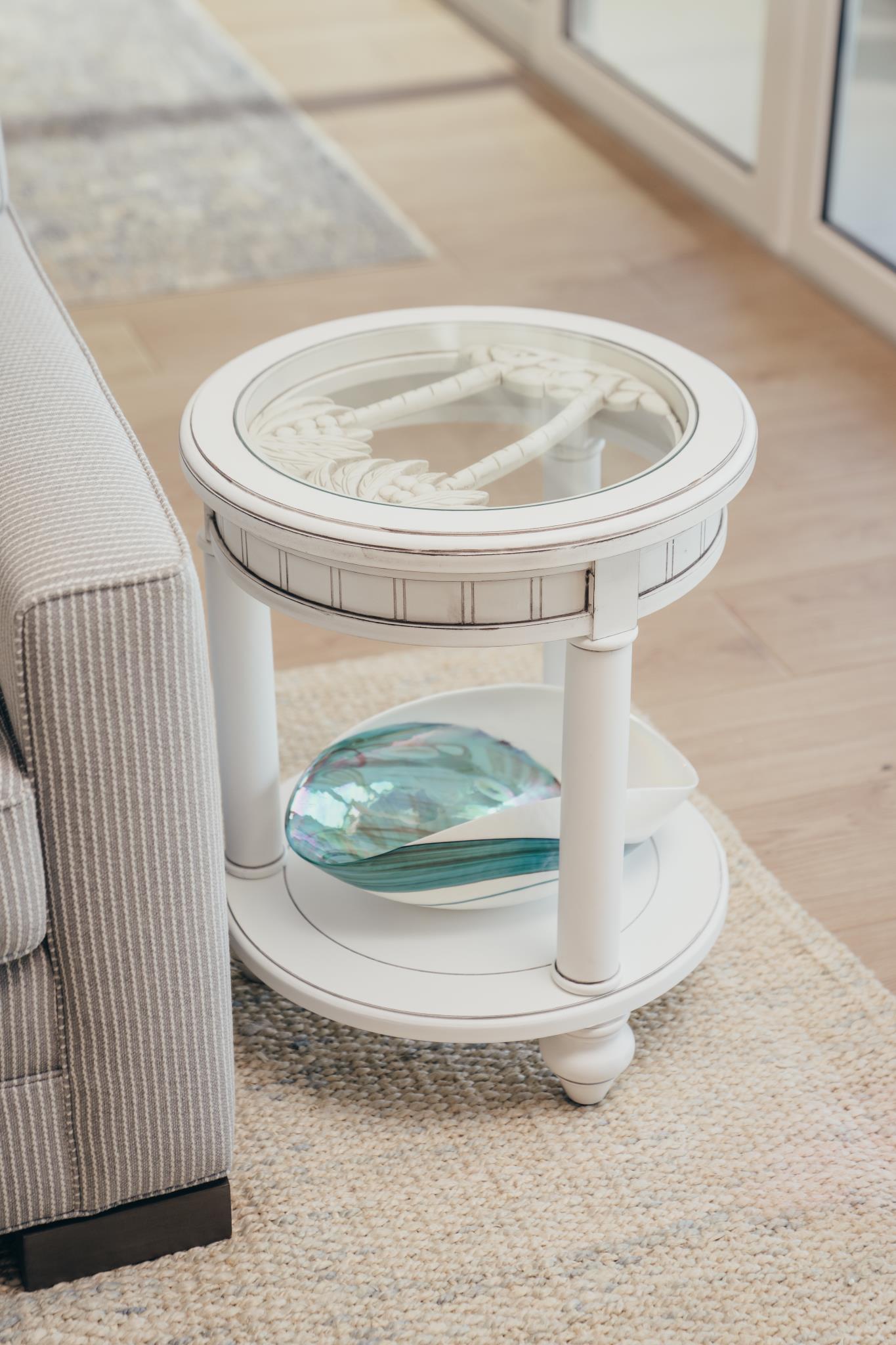 Monaco Insert for Coffee and End Tables - Palm Trees Blanc Finish