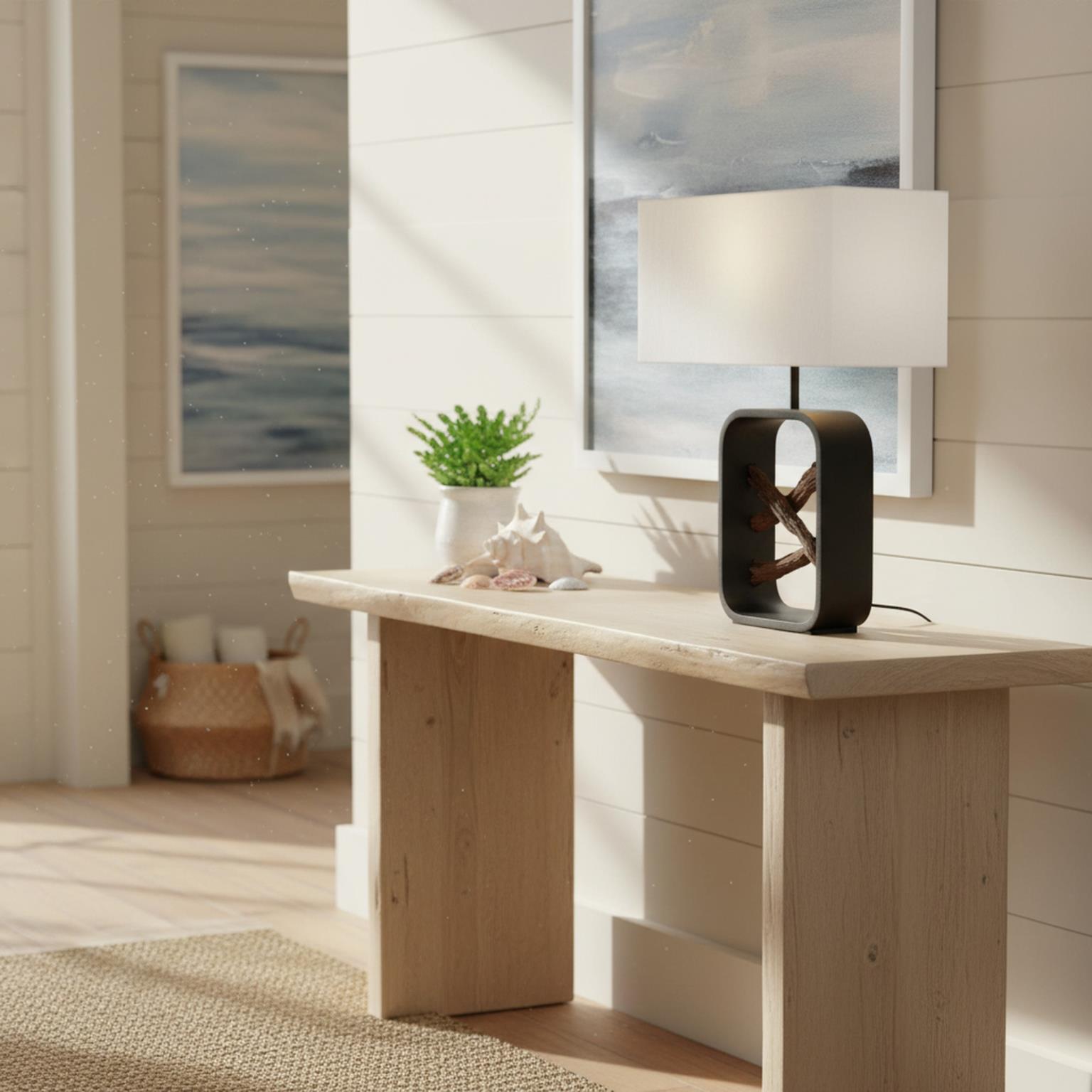 Drift, 25" Table Lamp (1pk). Driftwood and Black finish