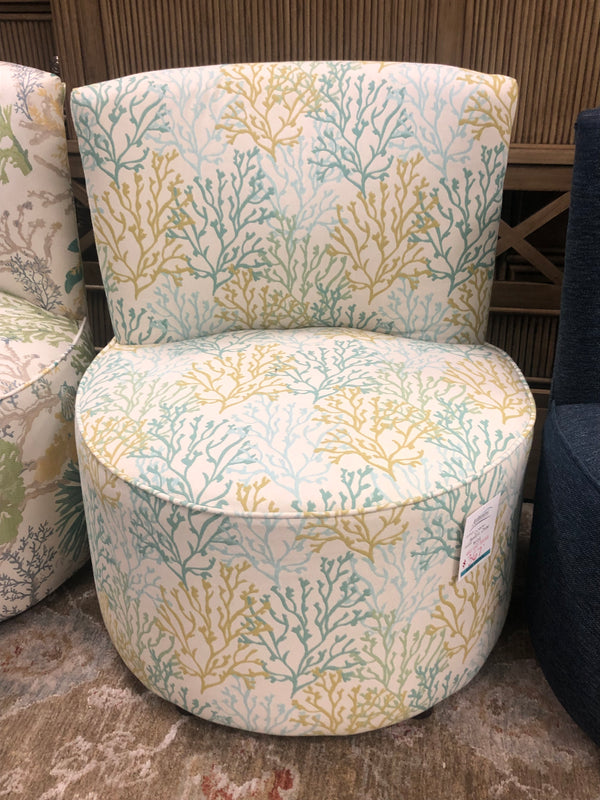 Custom Armless Upholstered Chair- Sarah Teal Fabric