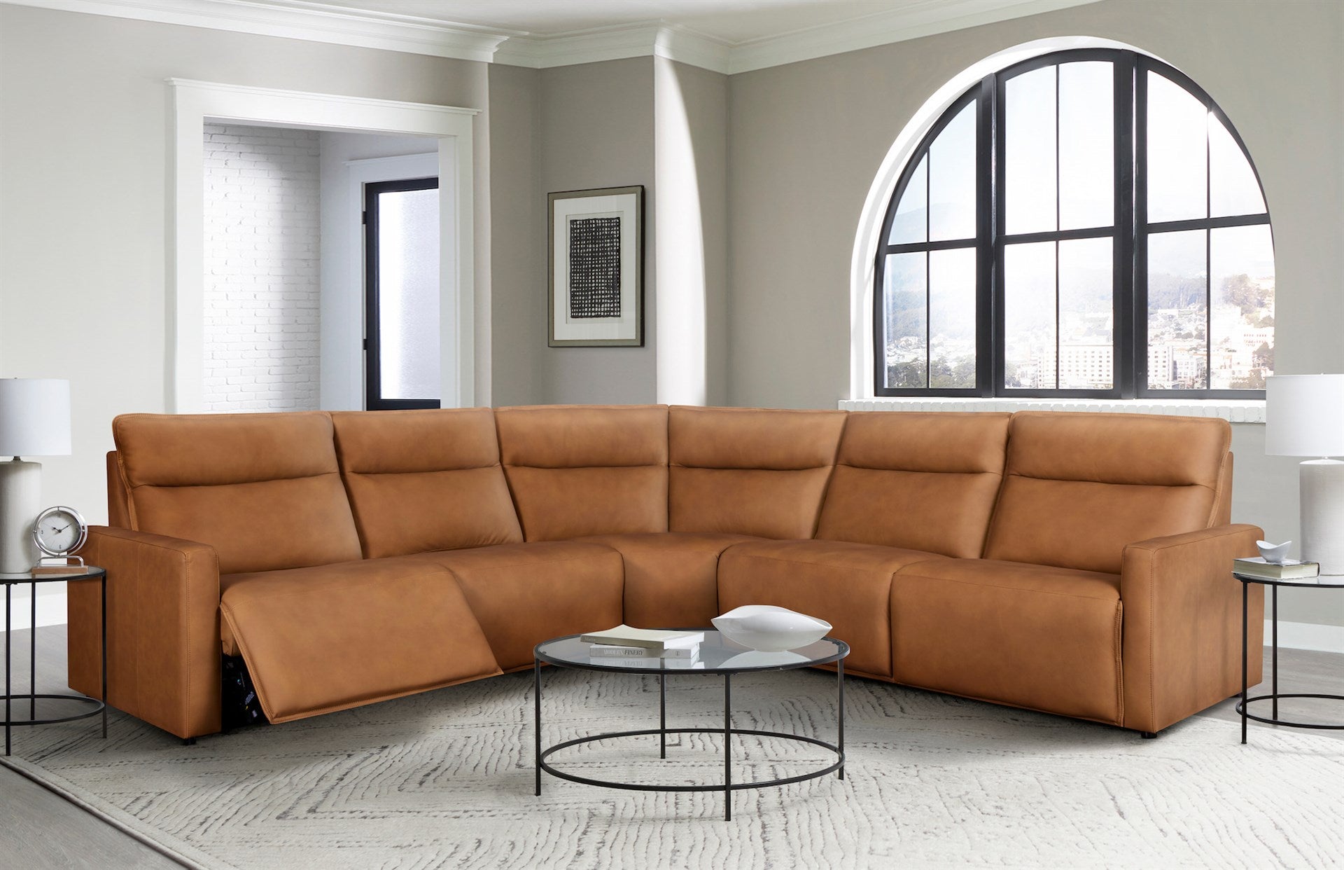Adell 5pc Leather Reclining Sectional