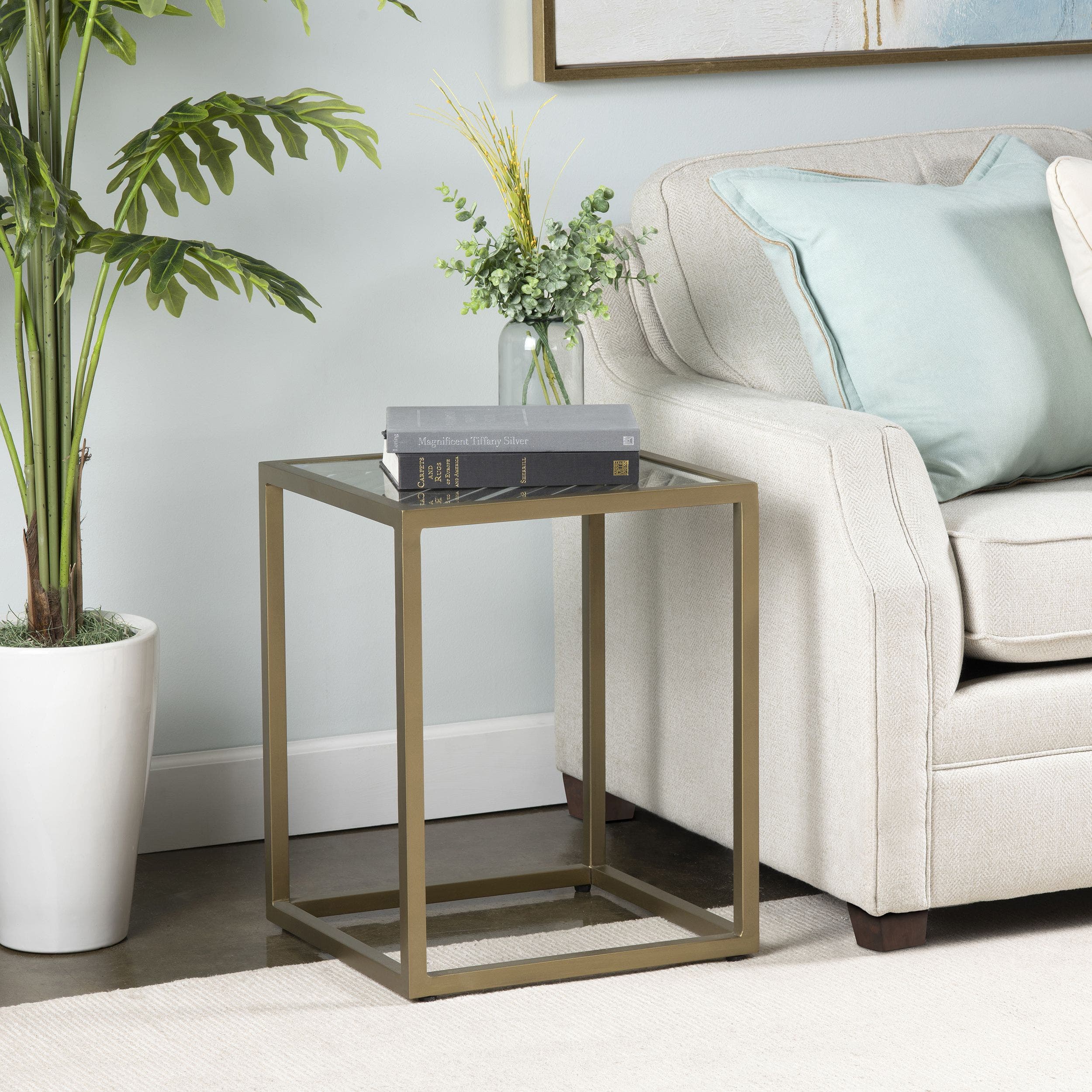 Christian Square Iron and Glass End Table - Image 4