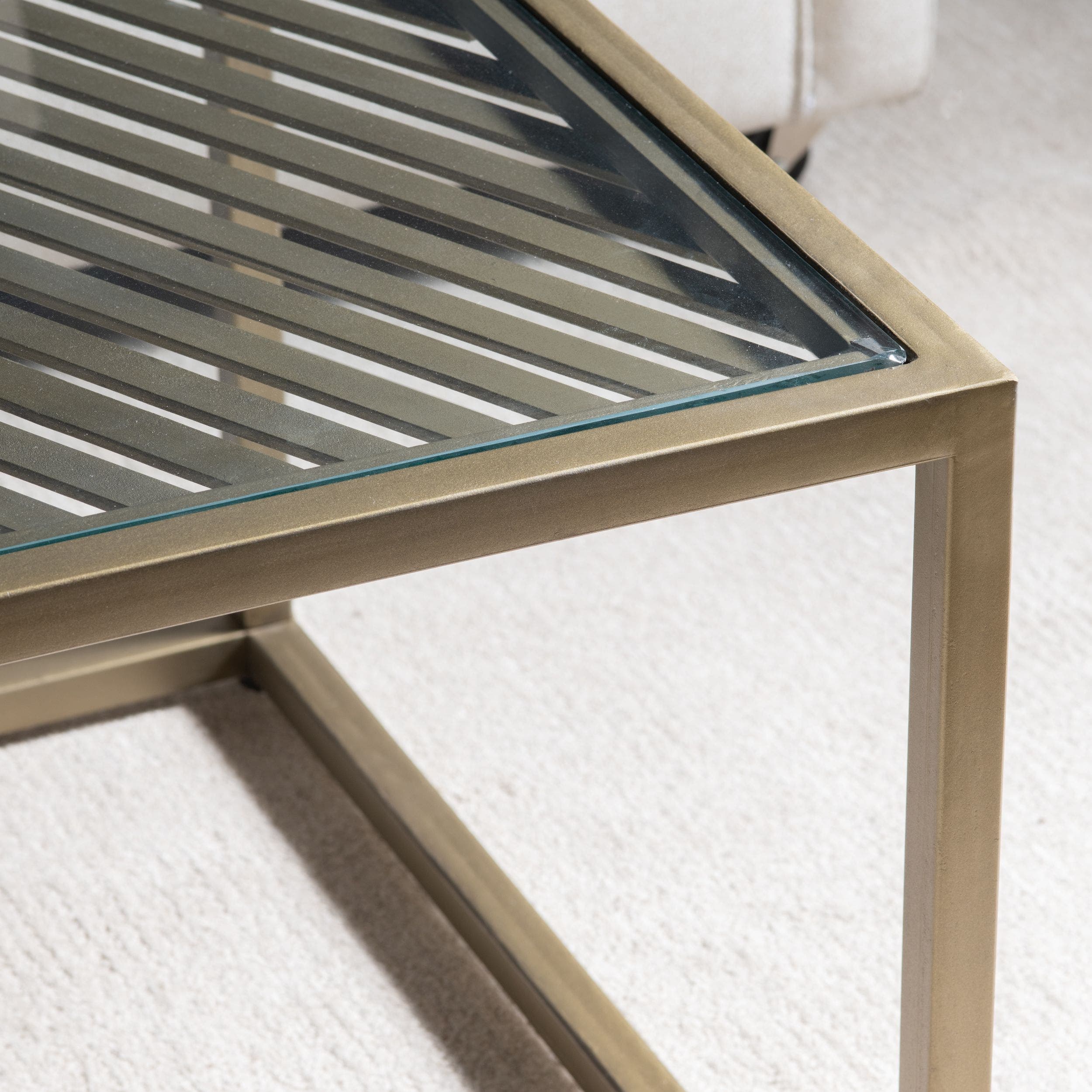 Christian Rectangular Iron & Glass Cocktail Table - Image 5