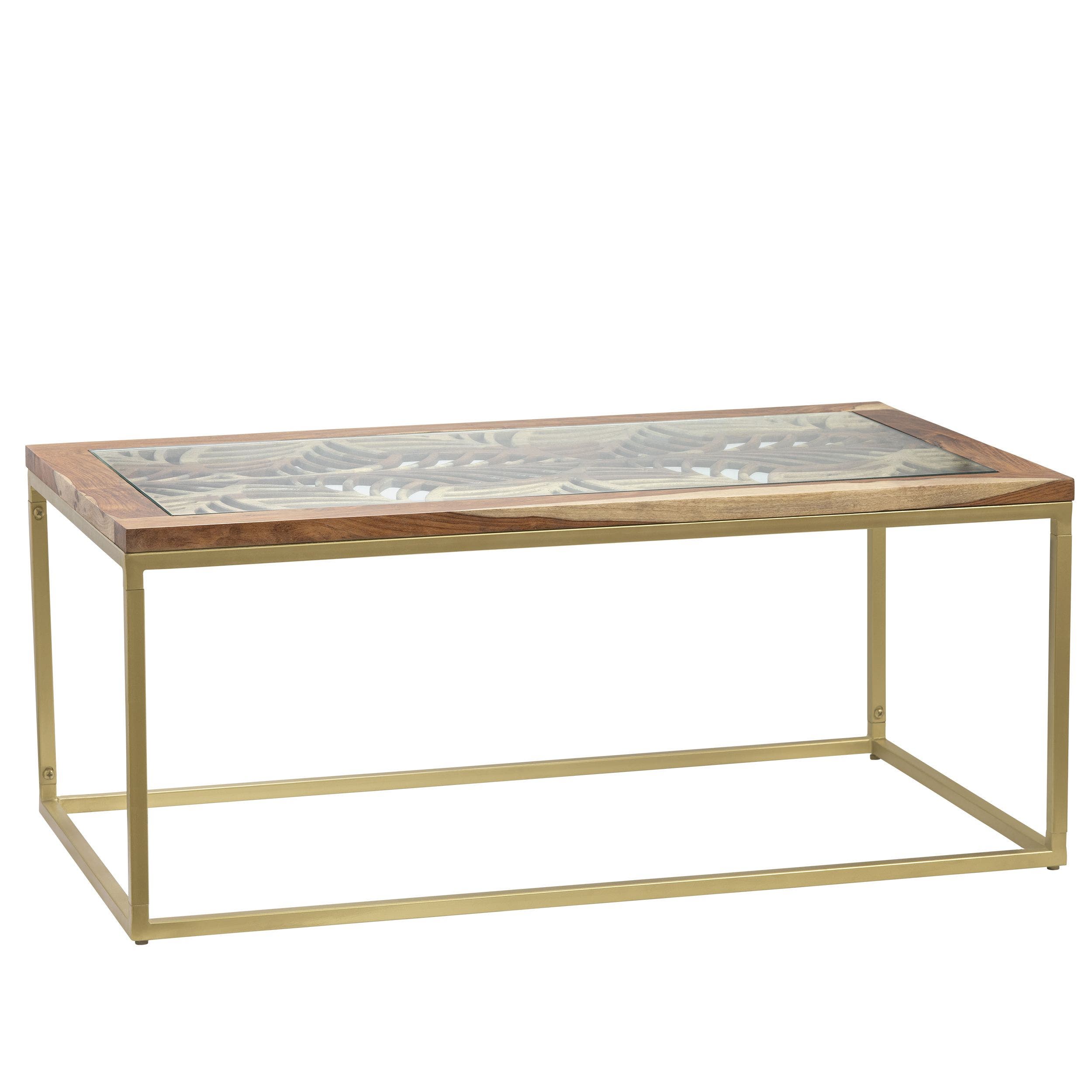 Adagio Rectangular Laser Cut Acacia and Iron Cocktail Table - Image 2