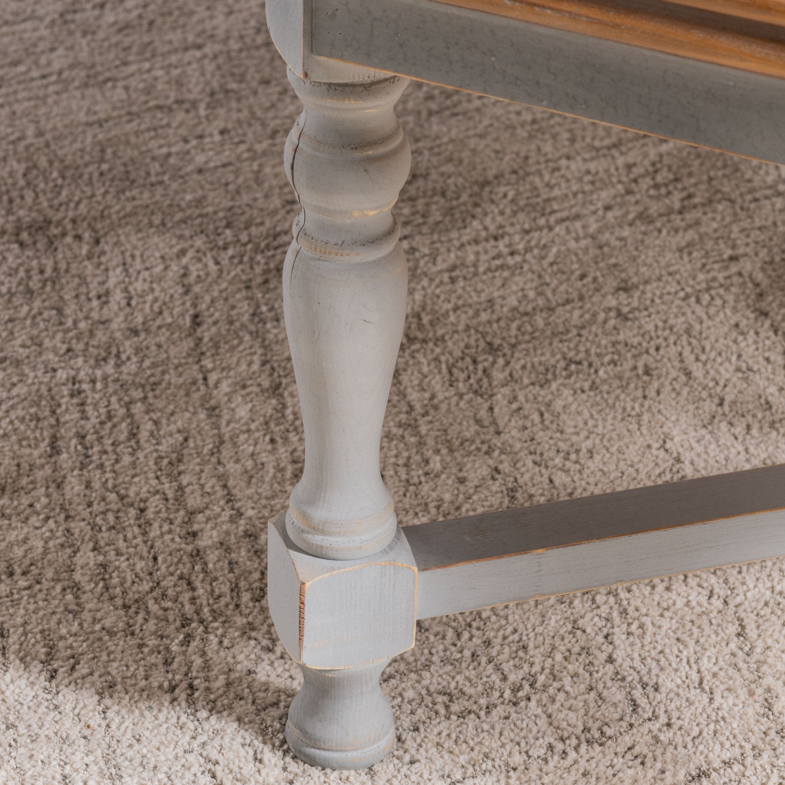 Alyson Square Gray Wooden Cocktail Table with Brown Top - Image 2