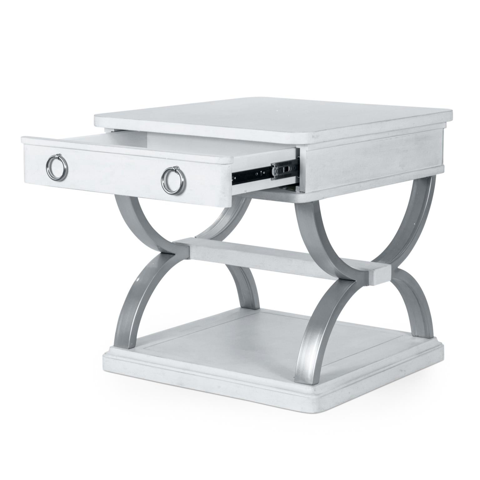 Point Breeze 1-Drawer End Table w/ Metal. Fresh White Finish