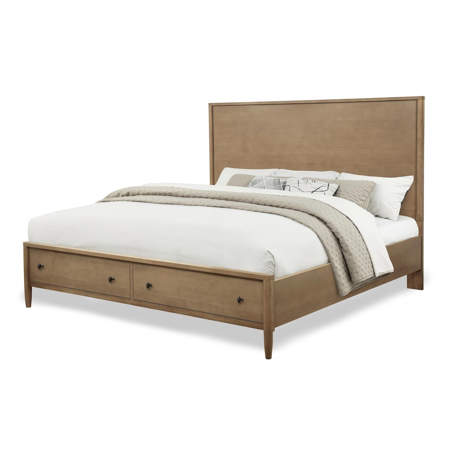 Chatham Tall King Storage Bed Complete. Warm Maple Finish