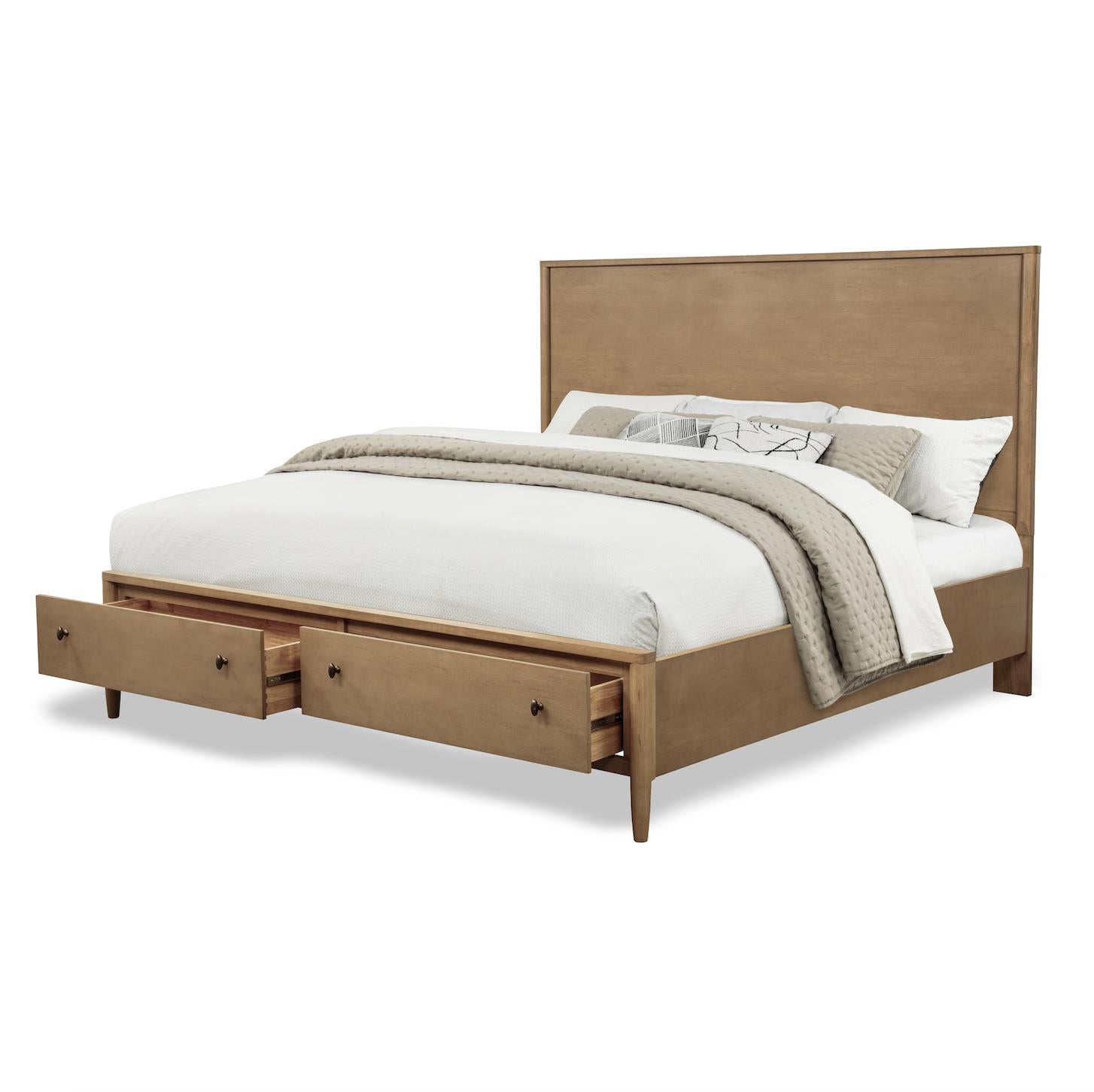 Chatham Tall King Storage Bed Complete. Warm Maple Finish