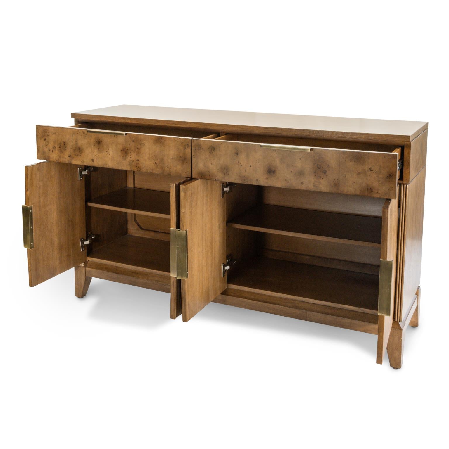 Manhattan Valley 66" Credenza. Mappa Burl and Vintage Chestnut Finish