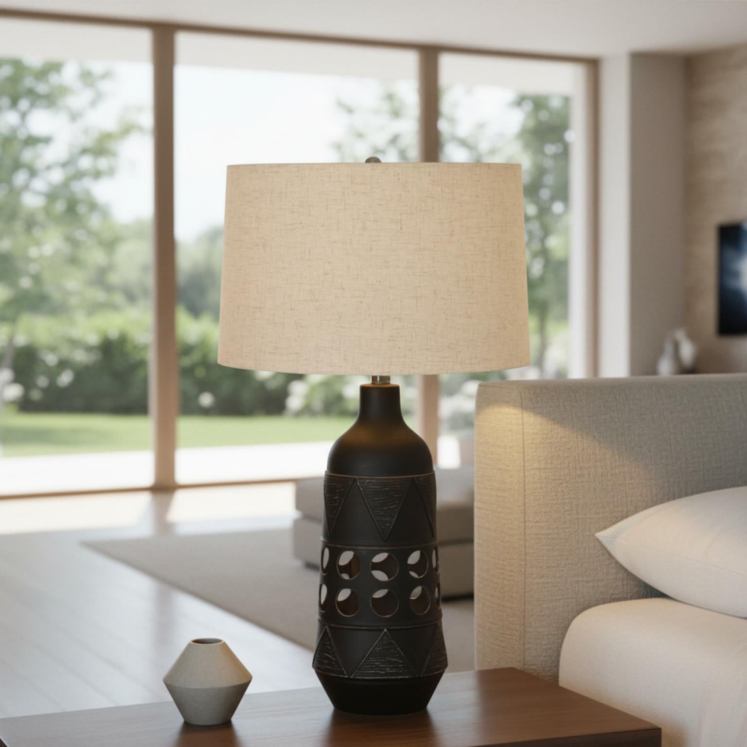 Glow, 28 5" ceramic table lamp w/ night light , sold as 2pk