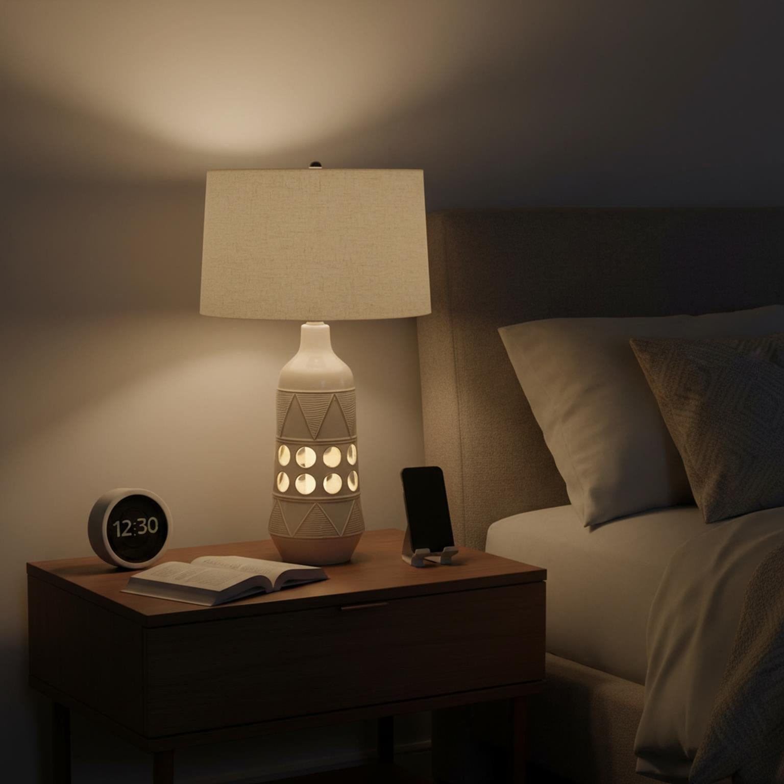 Glow, 28 5" ceramic table lamp w/ night light , sold as 2pk