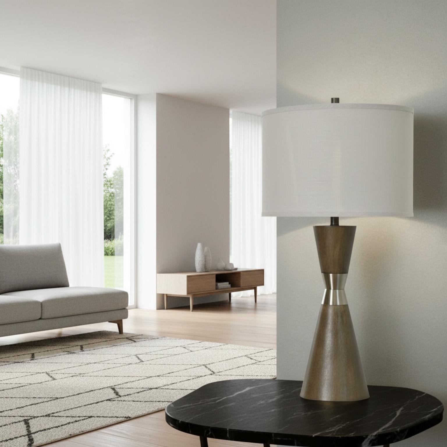 Hourglass, 30 5" resin and metal table lamp in , sold as 2pk