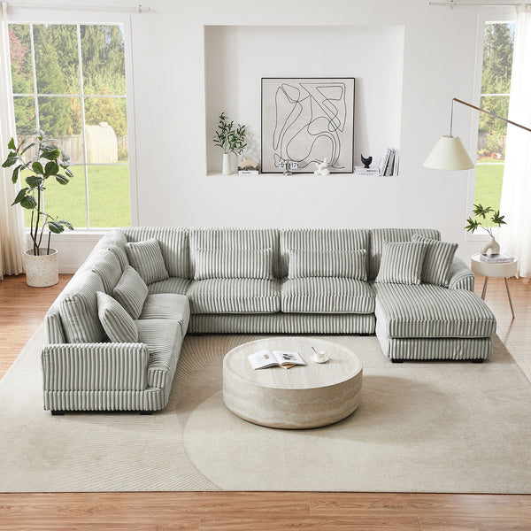 Oversized Sectional Sofa U Shape- Gray