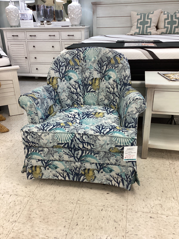 Custom Stanley Swivel Shell Back Chair- Delta Blue Fabric ONLY