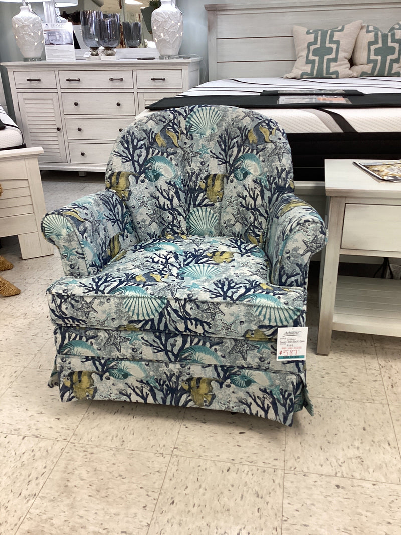 Custom Stanley Swivel Shell Back Chair- Delta Blue Fabric ONLY
