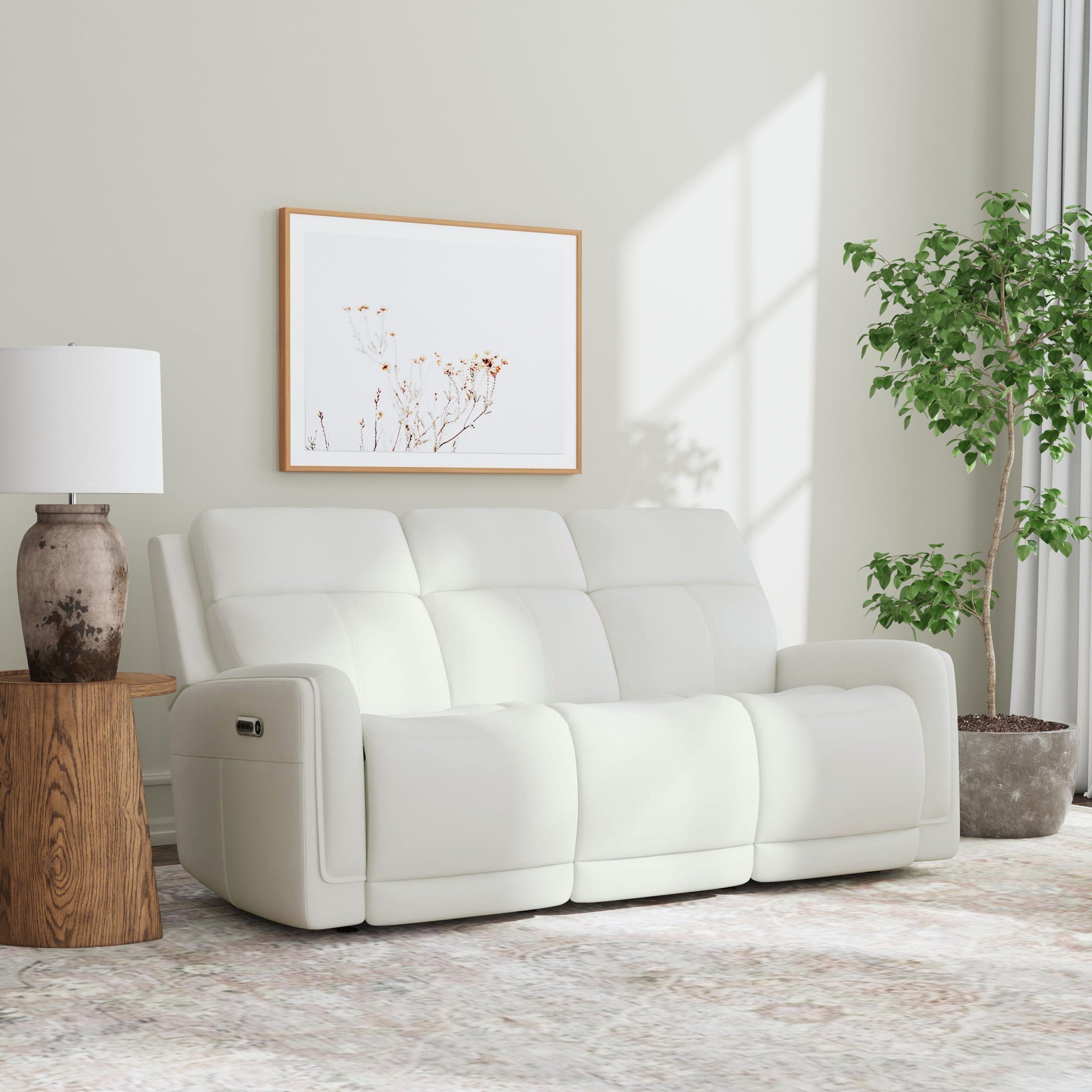 Alister Leather Power Gliding Sofa with Headrest & Lumbar