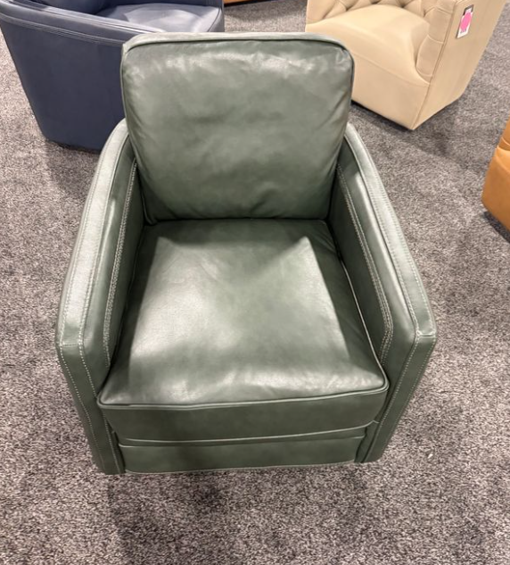 Turner Leather Swivel Glider Chair- Green (SHOWROOM MODEL)