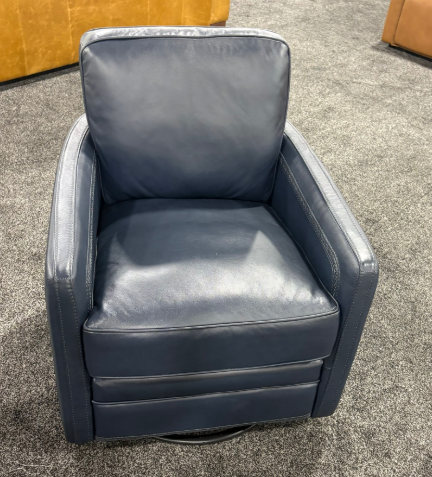 Turner Leather Swivel Glider Chair- Blue (SHOWROOM MODEL)