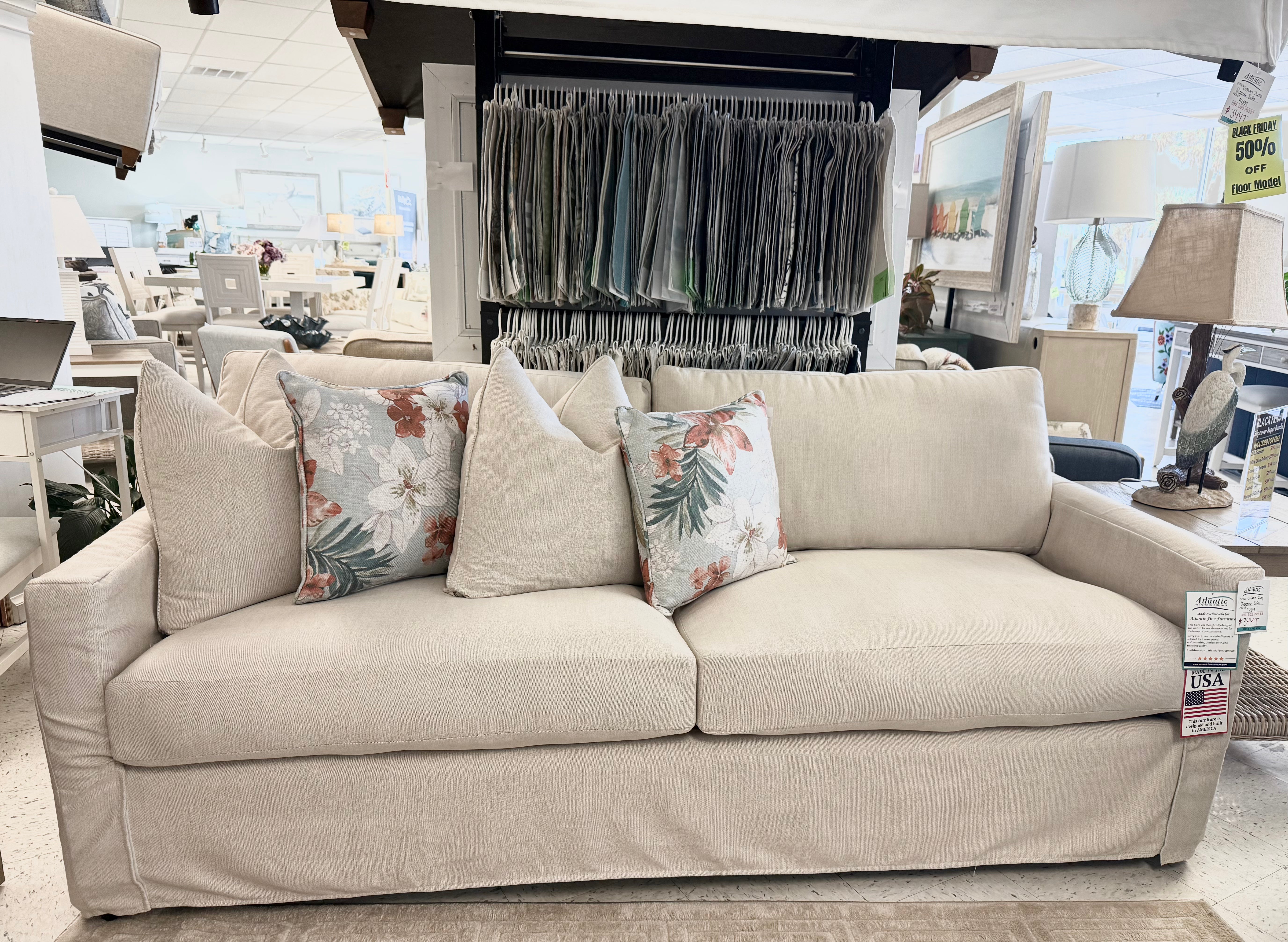 Slipcover King Sofa, Beige - Atlantic Fine Furniture Melbourne FL