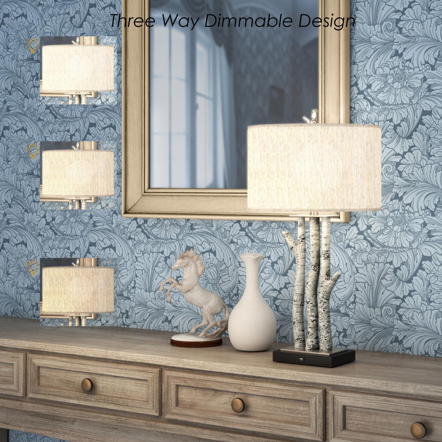 Birchwood Trio, 29.5" white wash table lamp, sold as 2pk