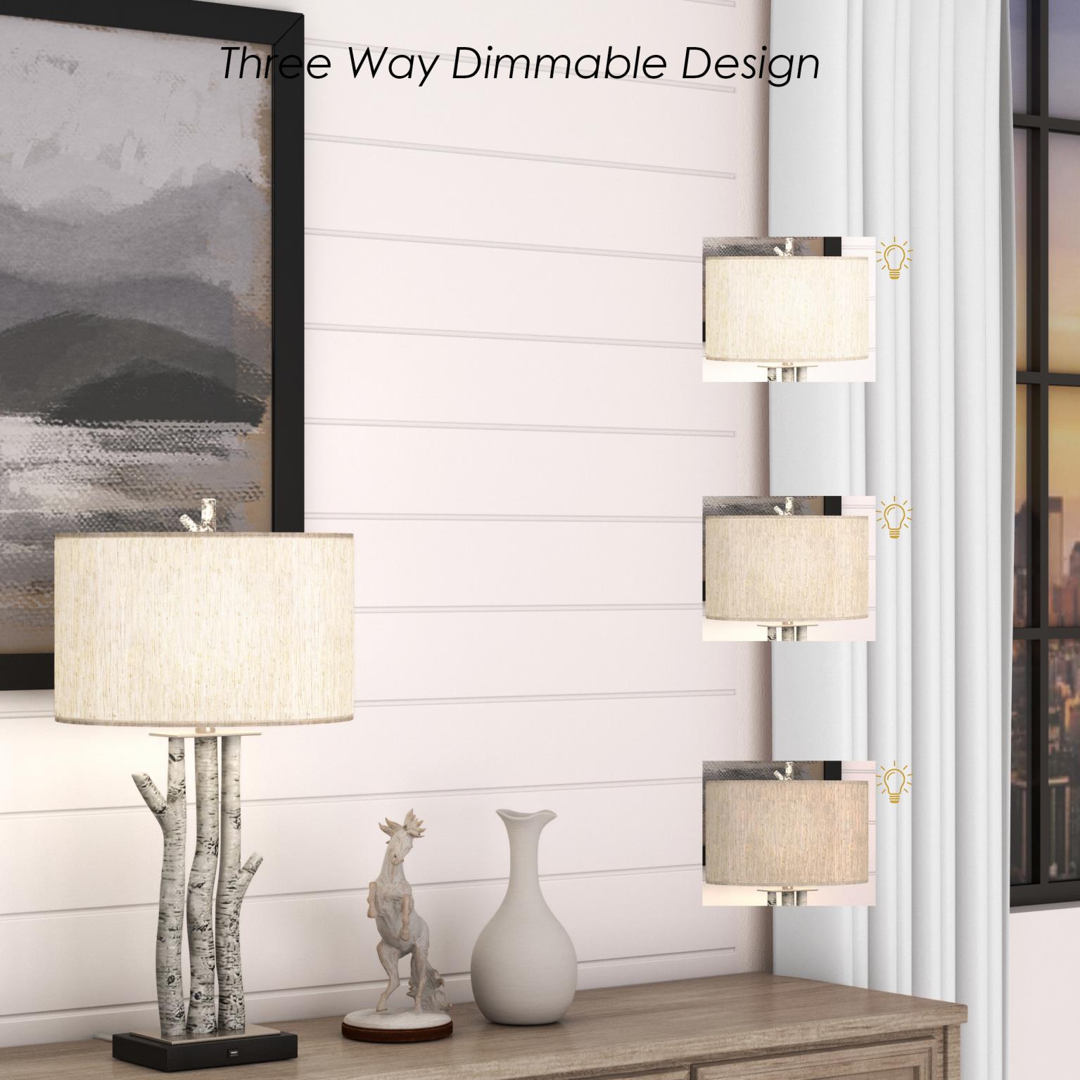 Birchwood Trio, 29.5" white wash table lamp, sold as 2pk