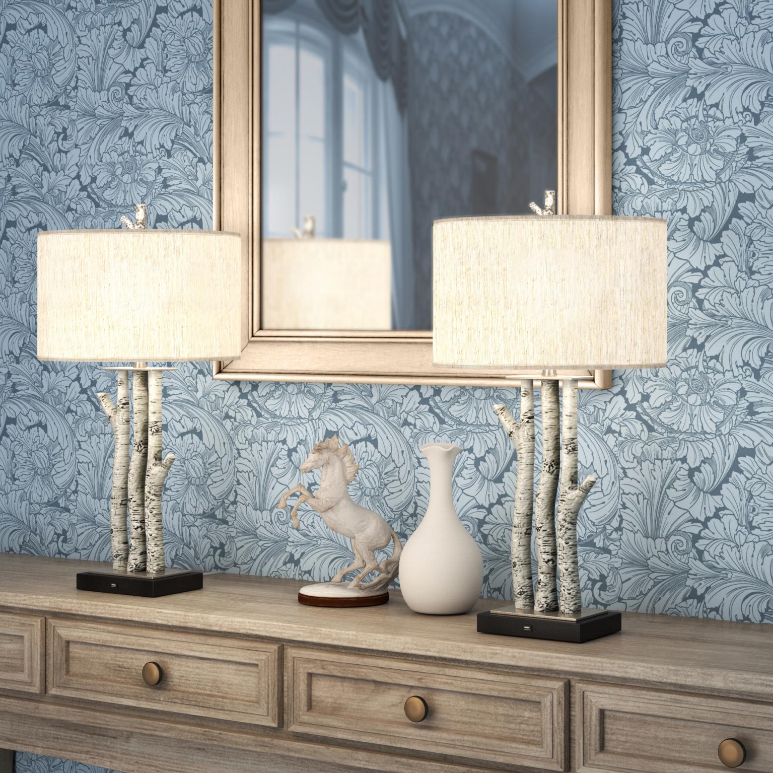 Birchwood Trio, 29.5" white wash table lamp, sold as 2pk
