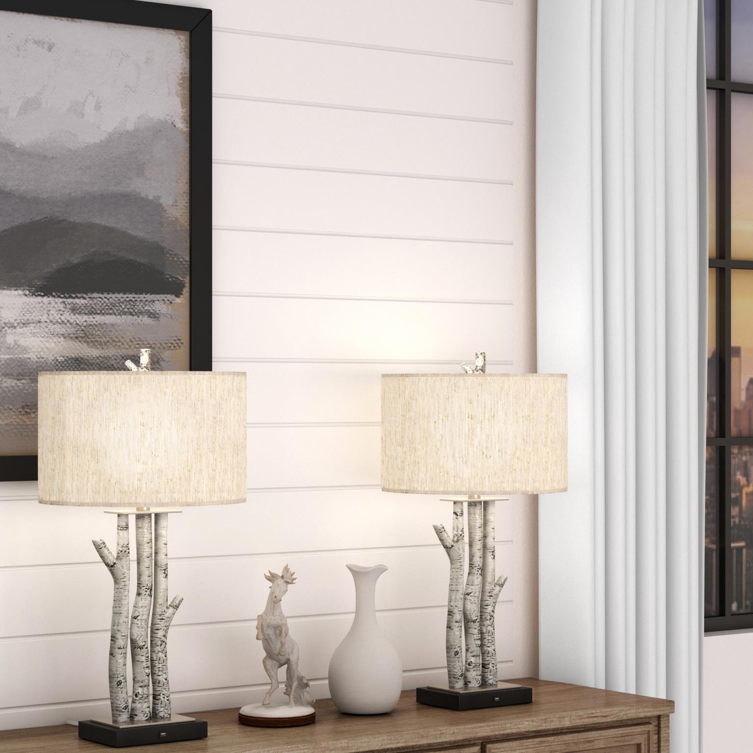 Birchwood Trio, 29.5" white wash table lamp, sold as 2pk