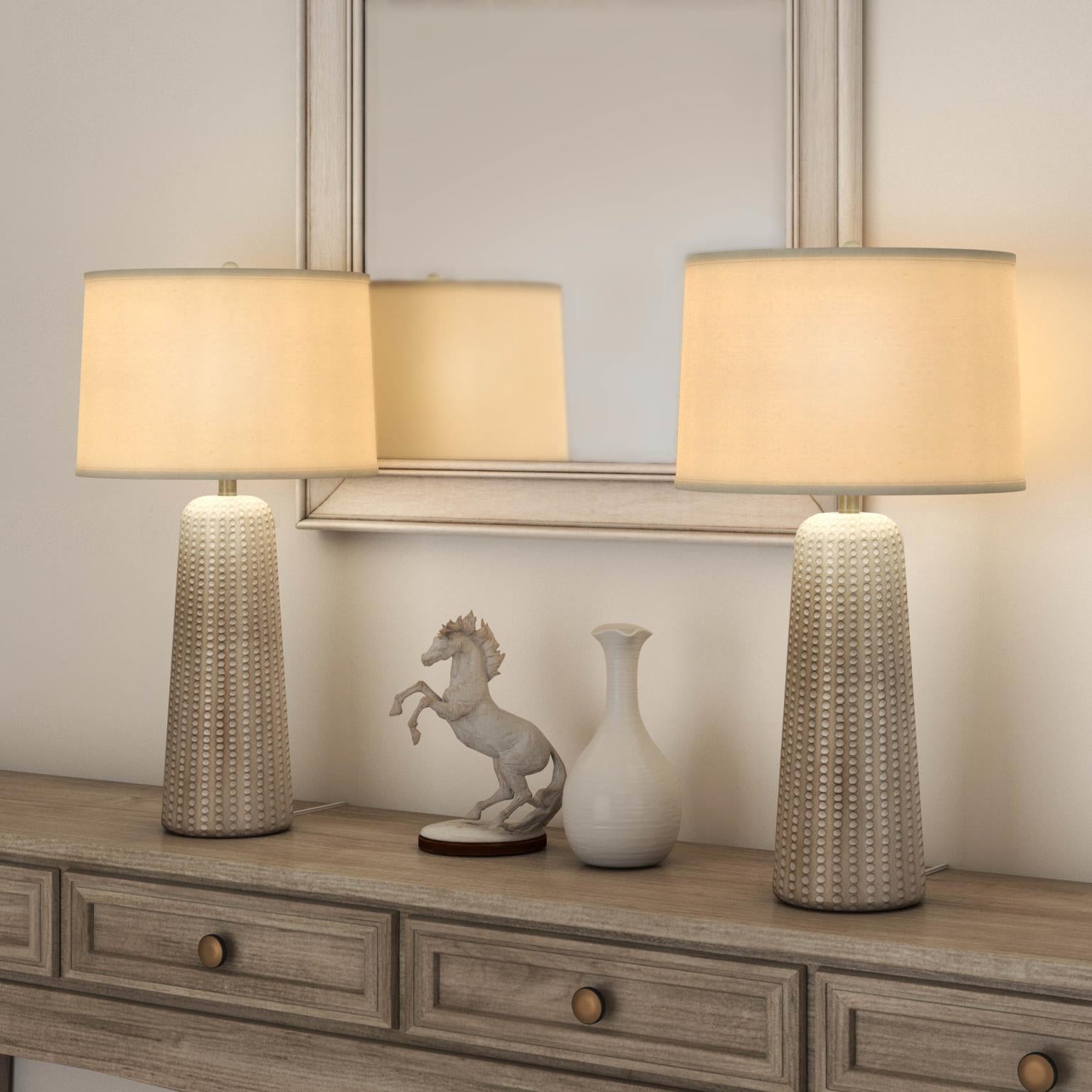 Marissa, 31" resin table lamp in beige finish, sold as 2pk