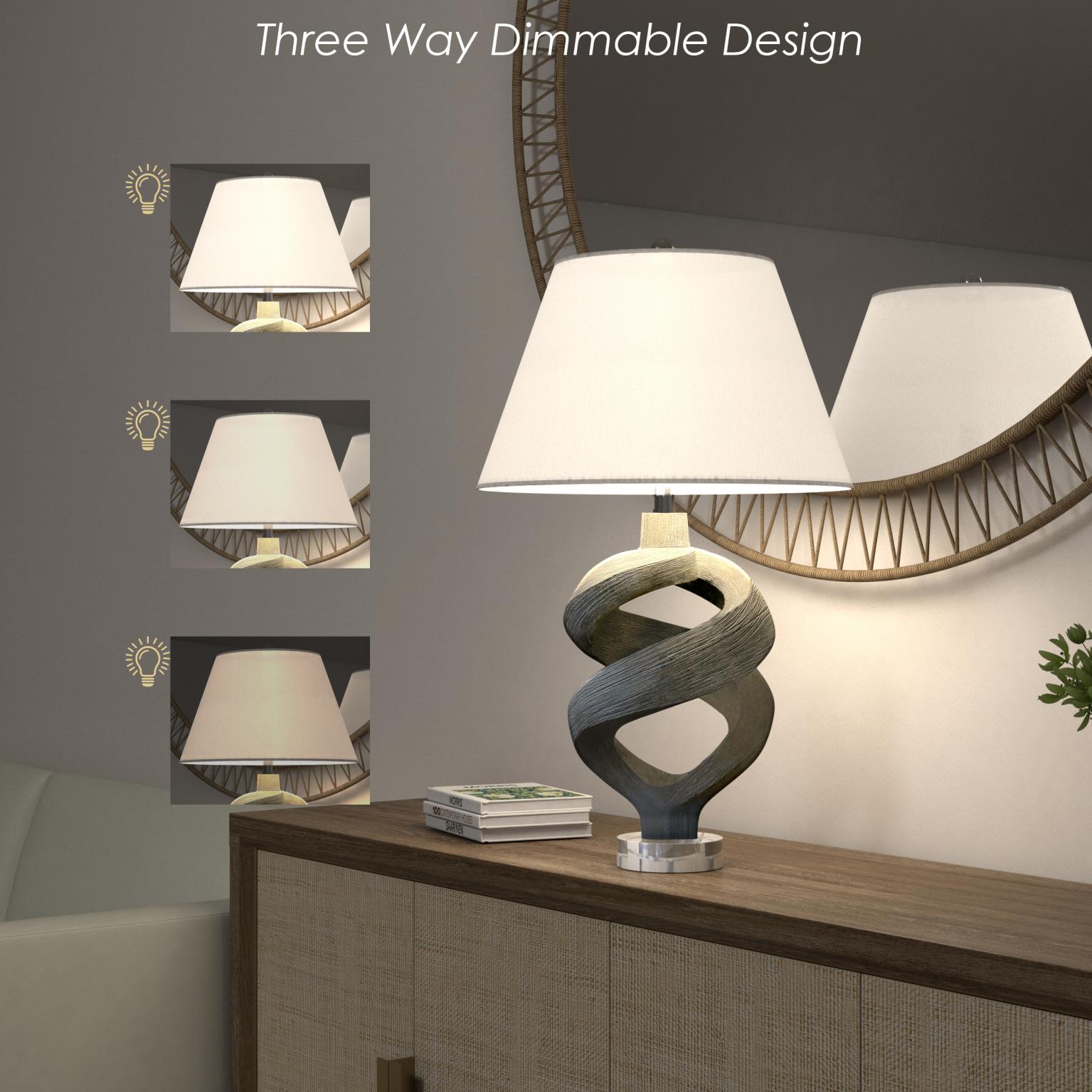 Infinity, 31" resin table lamp in faux wood grey wash finish, sold as 1pk