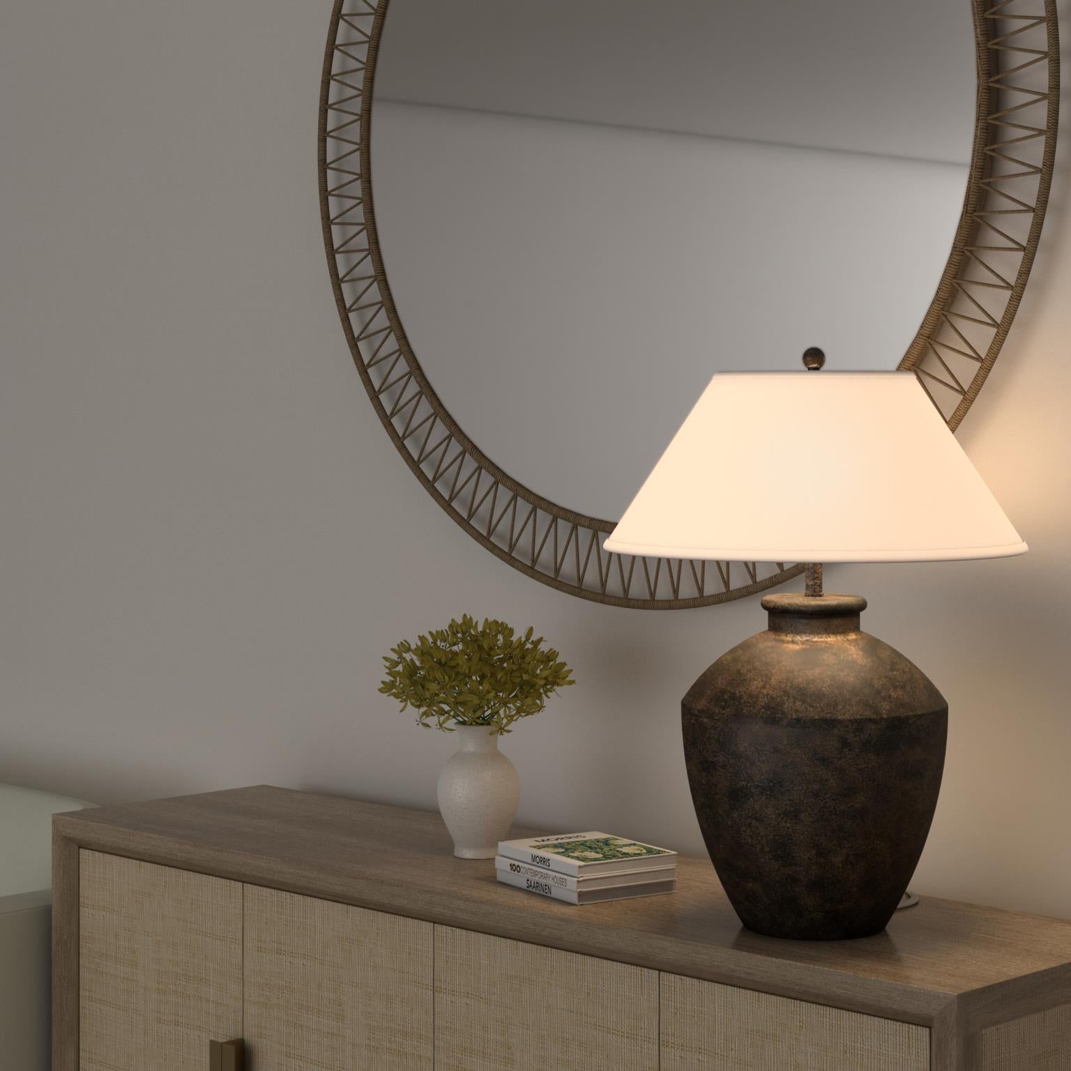Terracotta, 30.5" resin table lamp in black finish, sold as 1pk