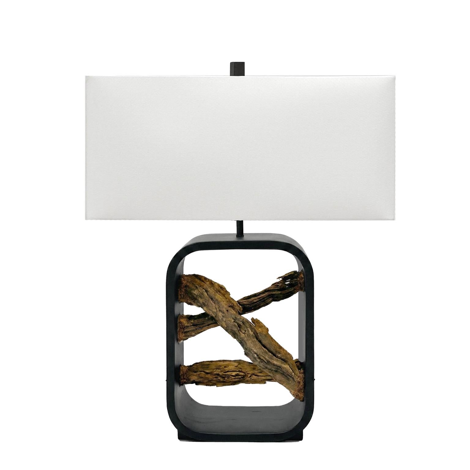 Drift, 25" Table Lamp (1pk). Driftwood and Black finish