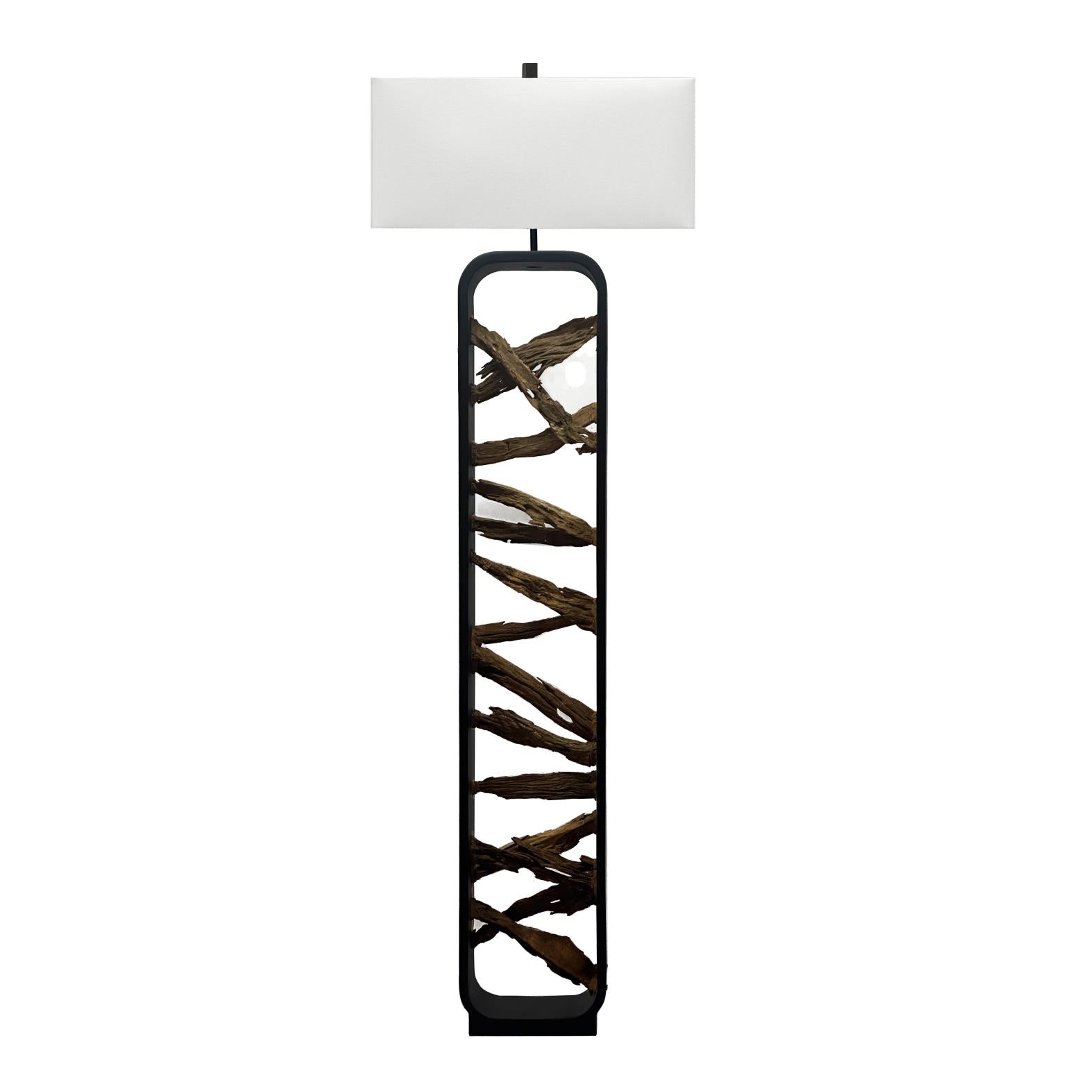 Drift, 63" Floor Lamp (1pk). Driftwood and Black finish
