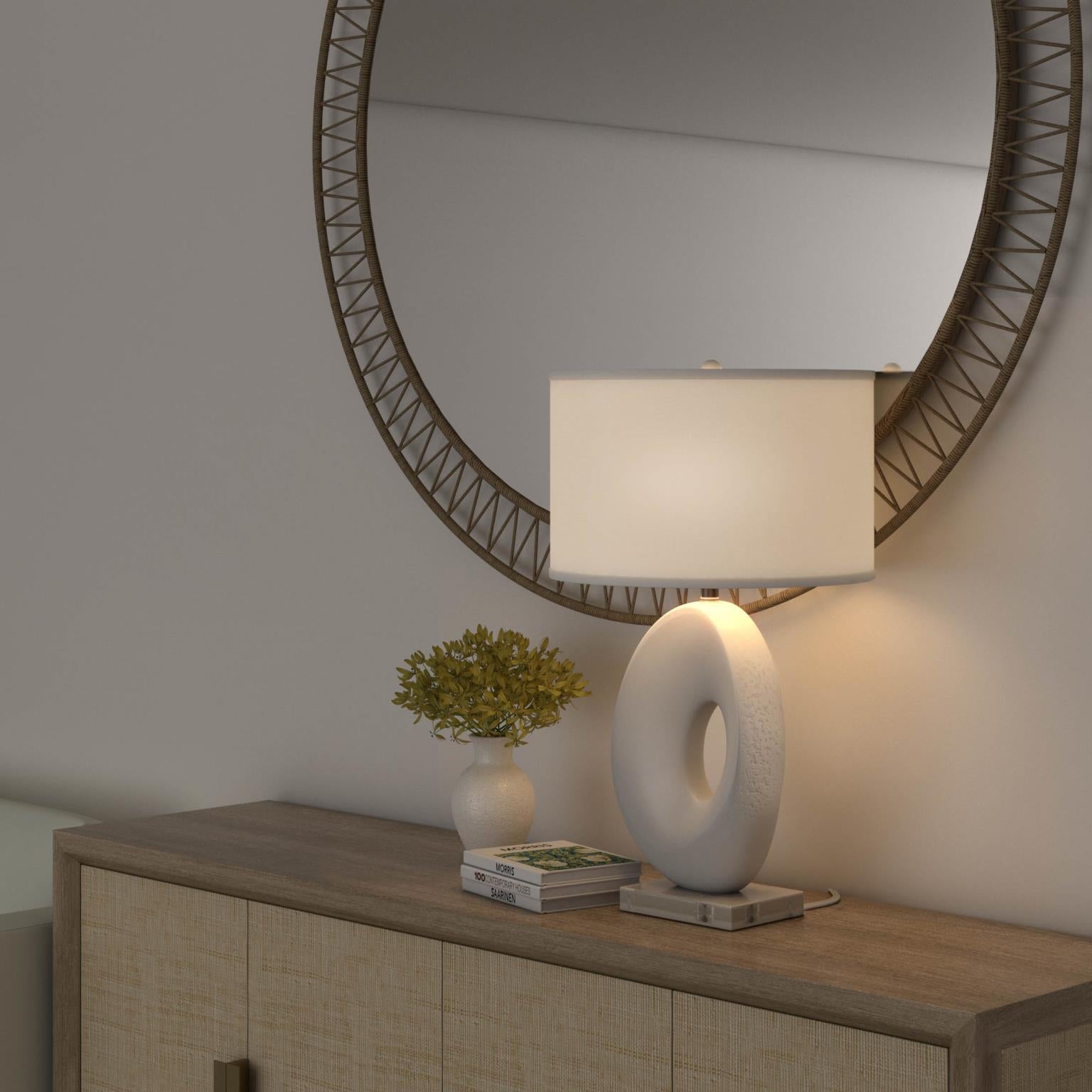 Eva, 30" resin table lamp with organic shape and white finish, sold as 1pk