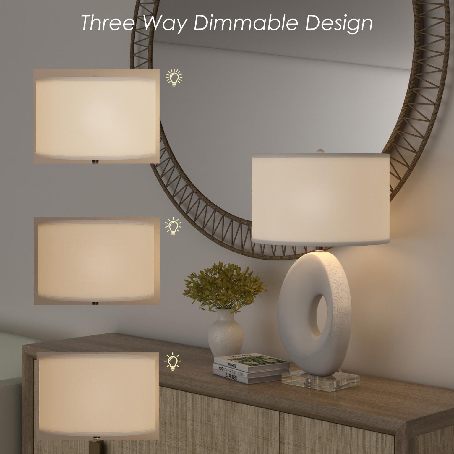 Eva, 30" resin table lamp with organic shape and white finish, sold as 1pk