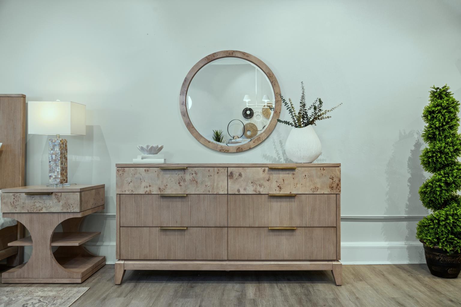 Manhattan Valley 6 Drawer Dresser. Mappa Burl Light Finish