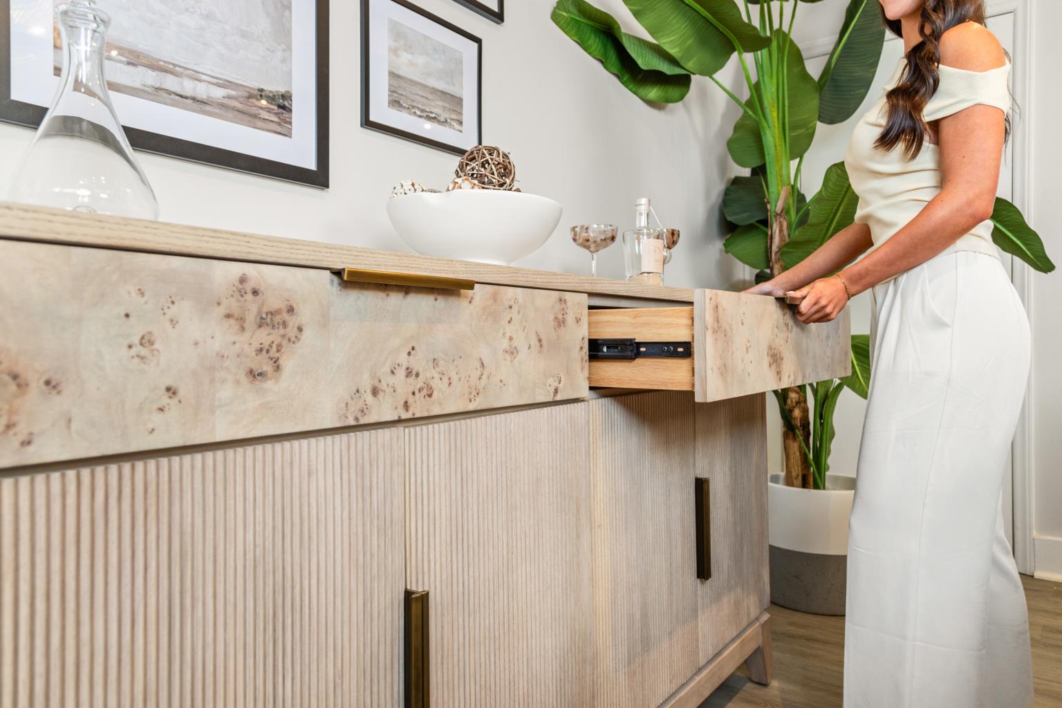 Manhattan Valley 66" Credenza. Mappa Burl Light Finish