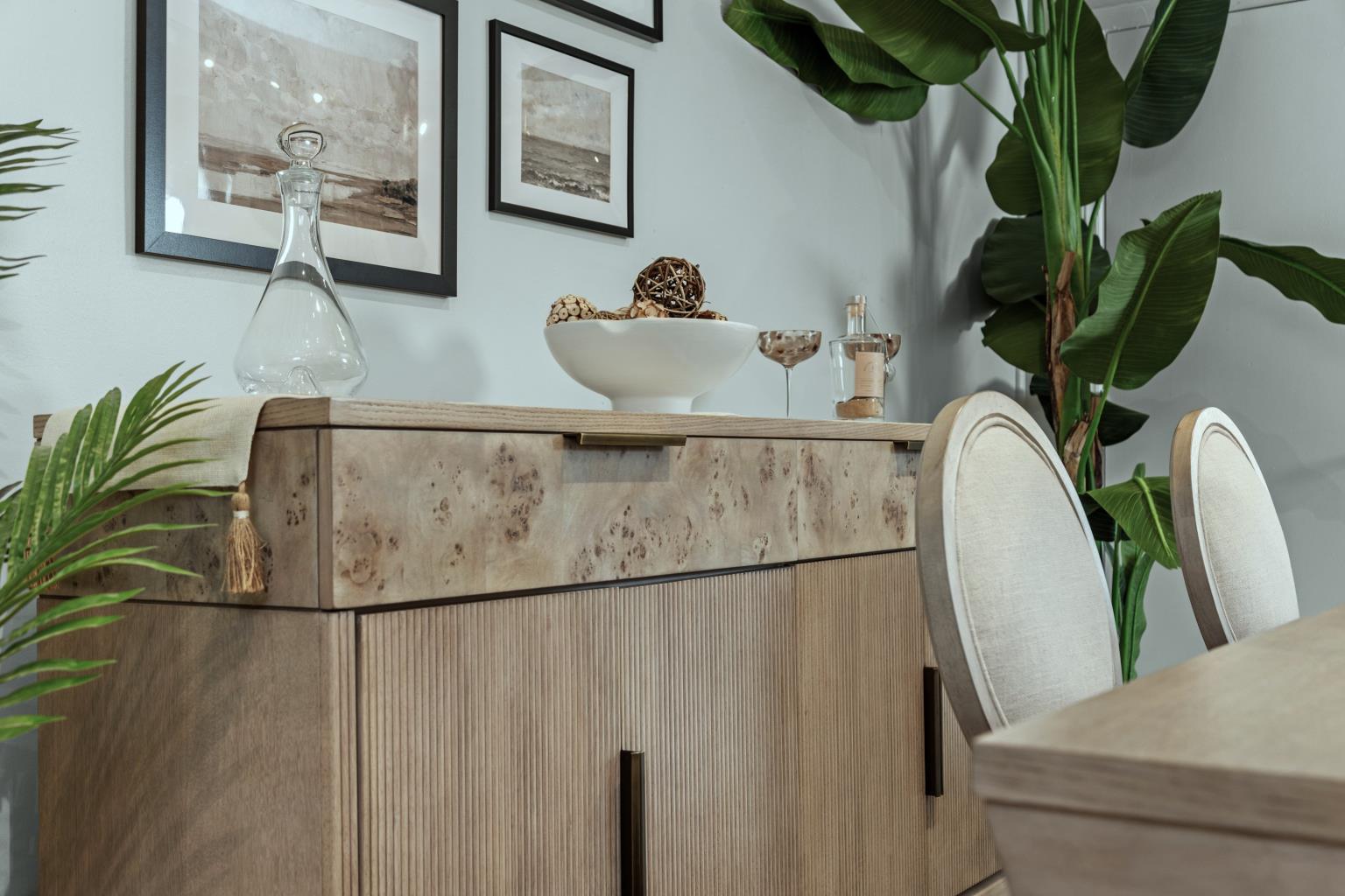 Manhattan Valley 66" Credenza. Mappa Burl Light Finish