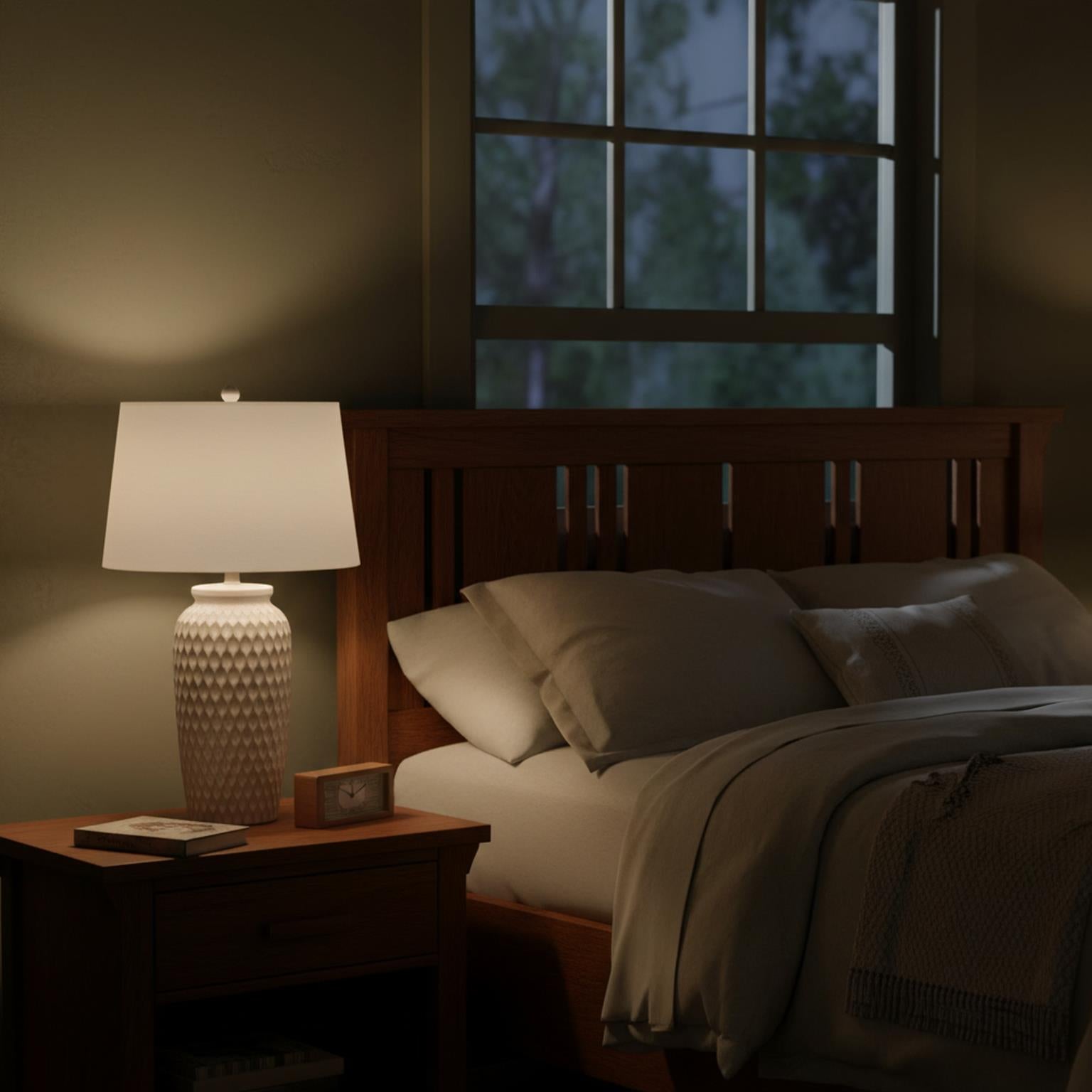 Luna, 27" White Ceramic Table Lamp w/ Gentle Distressing, sold as 2 pack