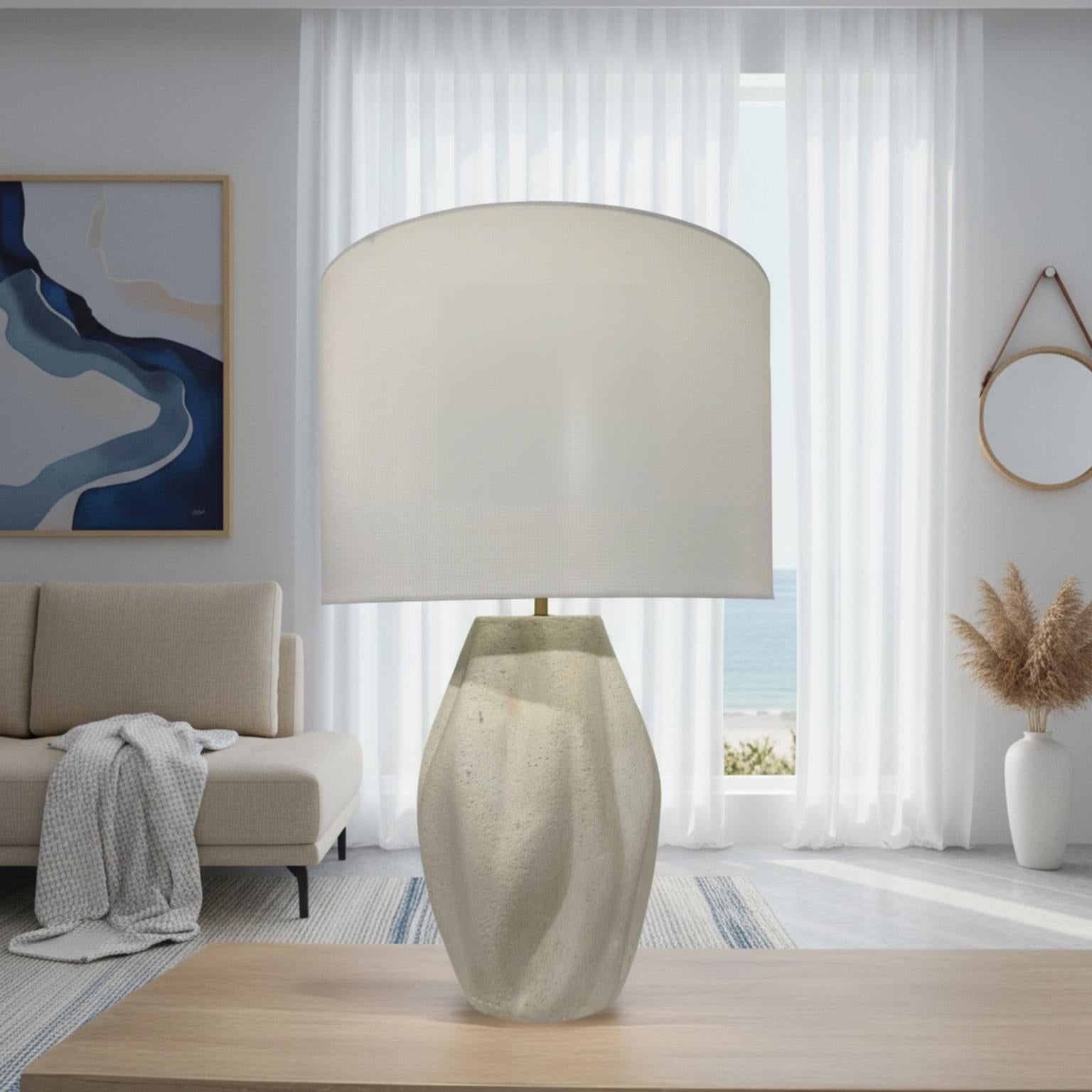 Milo, 25" Table Lamp (2pk). Limestone finish