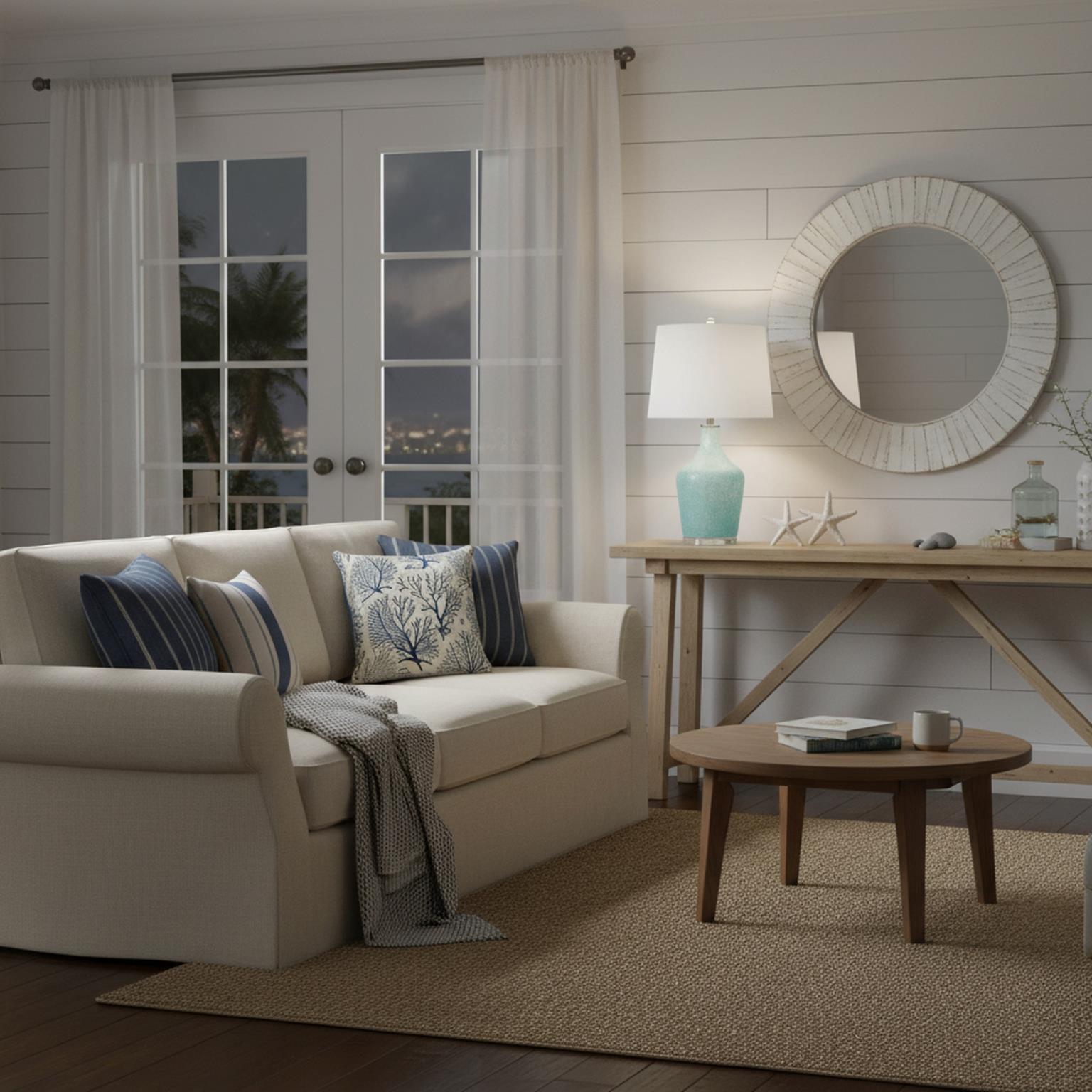Mist, 25" Aqua Glass Table Lamp, sold as 2 pack