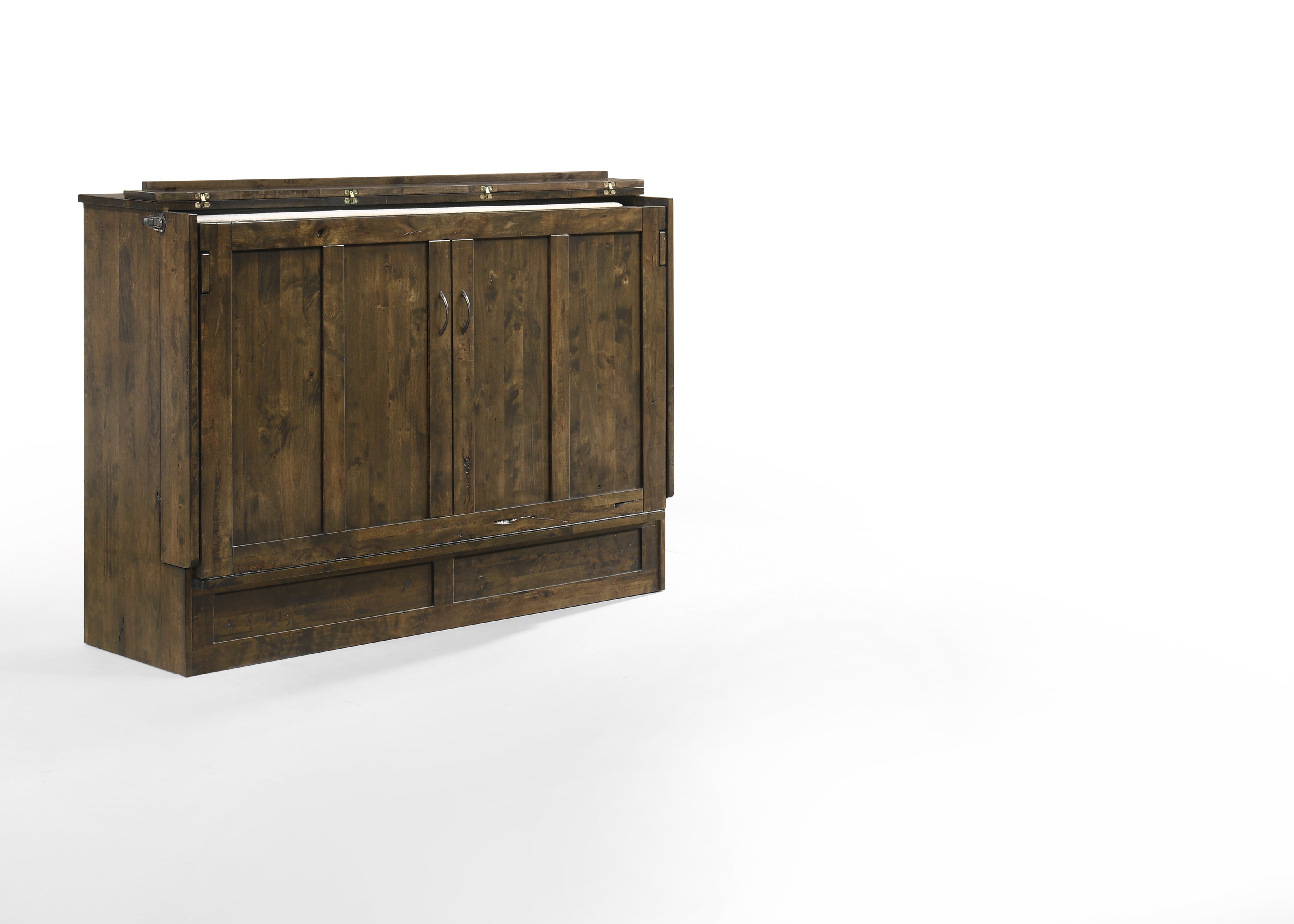 Murphy Express Cabinet Bed, Queen in Wildwood Brown, open | Atlantic Fine Furniture, Melbourne FL