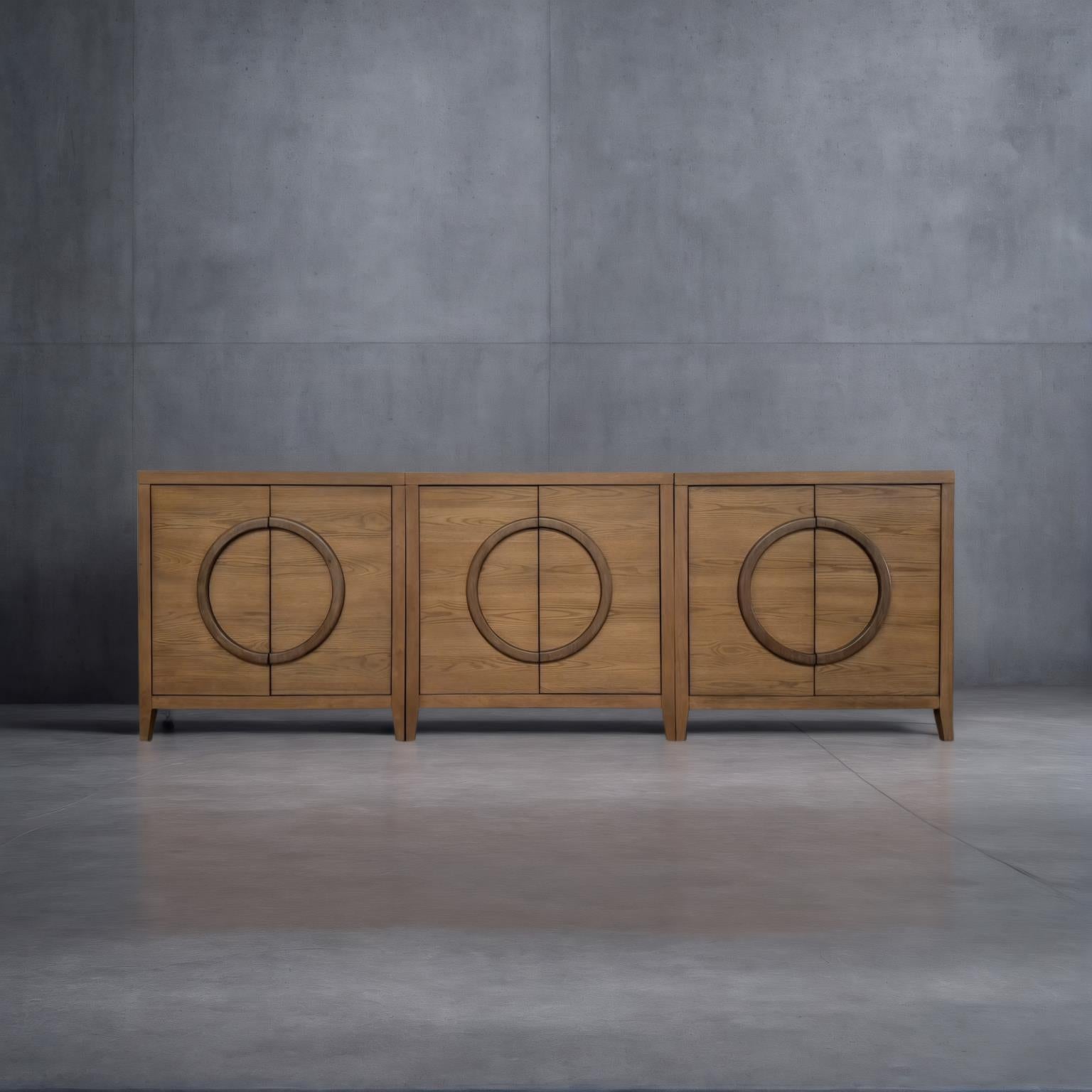 Pacific Heights 2-Door Bunching Credenza. Oak and Walnut finish