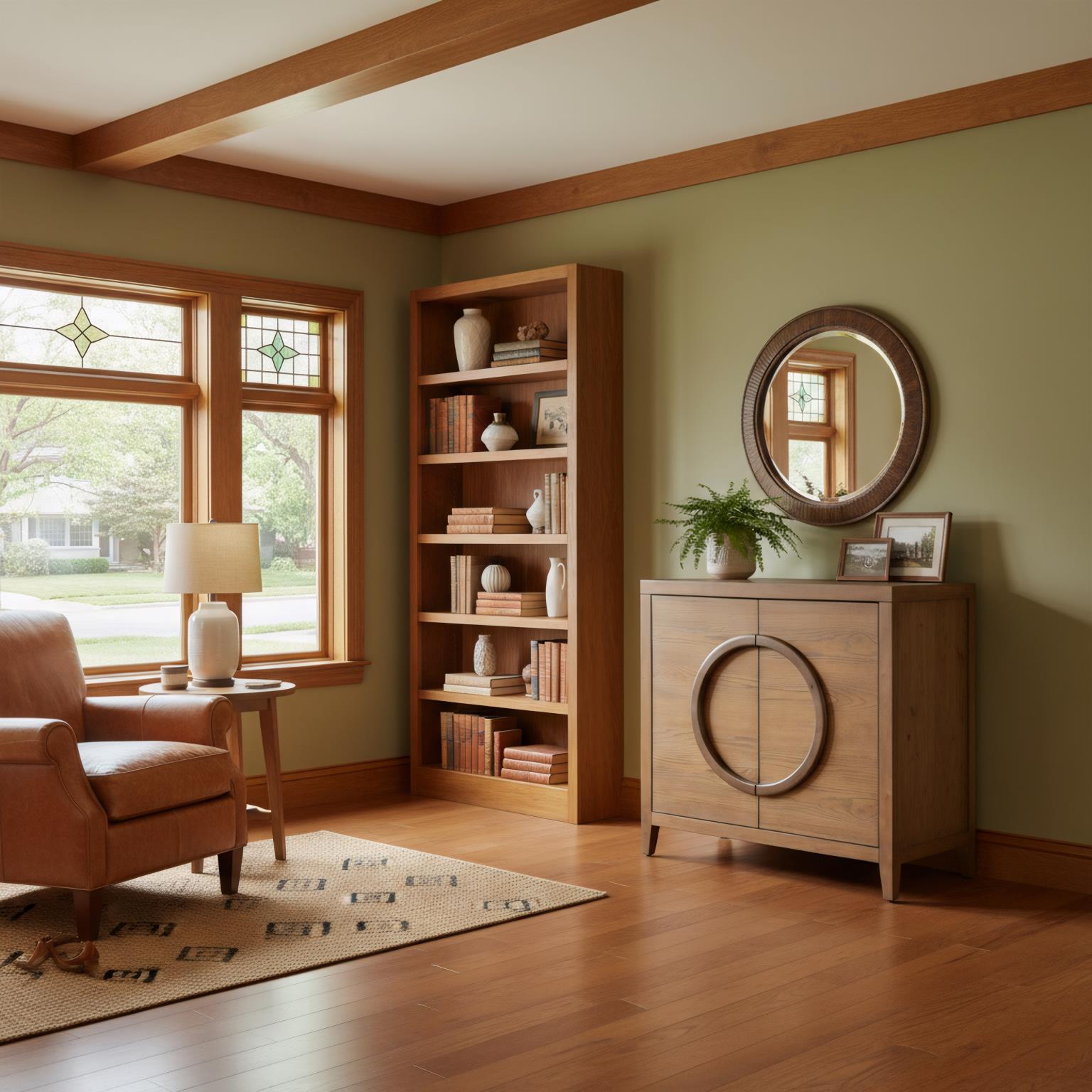 Pacific Heights 2-Door Bunching Credenza. Oak and Walnut finish