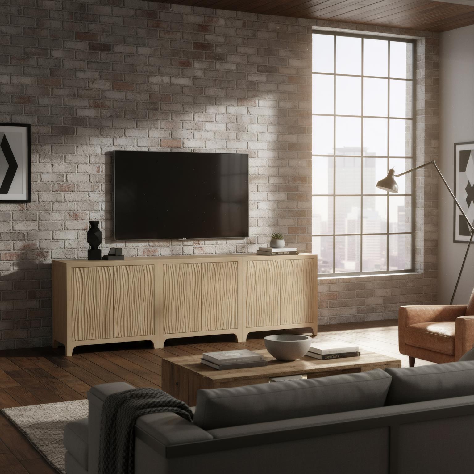 Palisades 2-Door Bunching Credenza. Natural finish