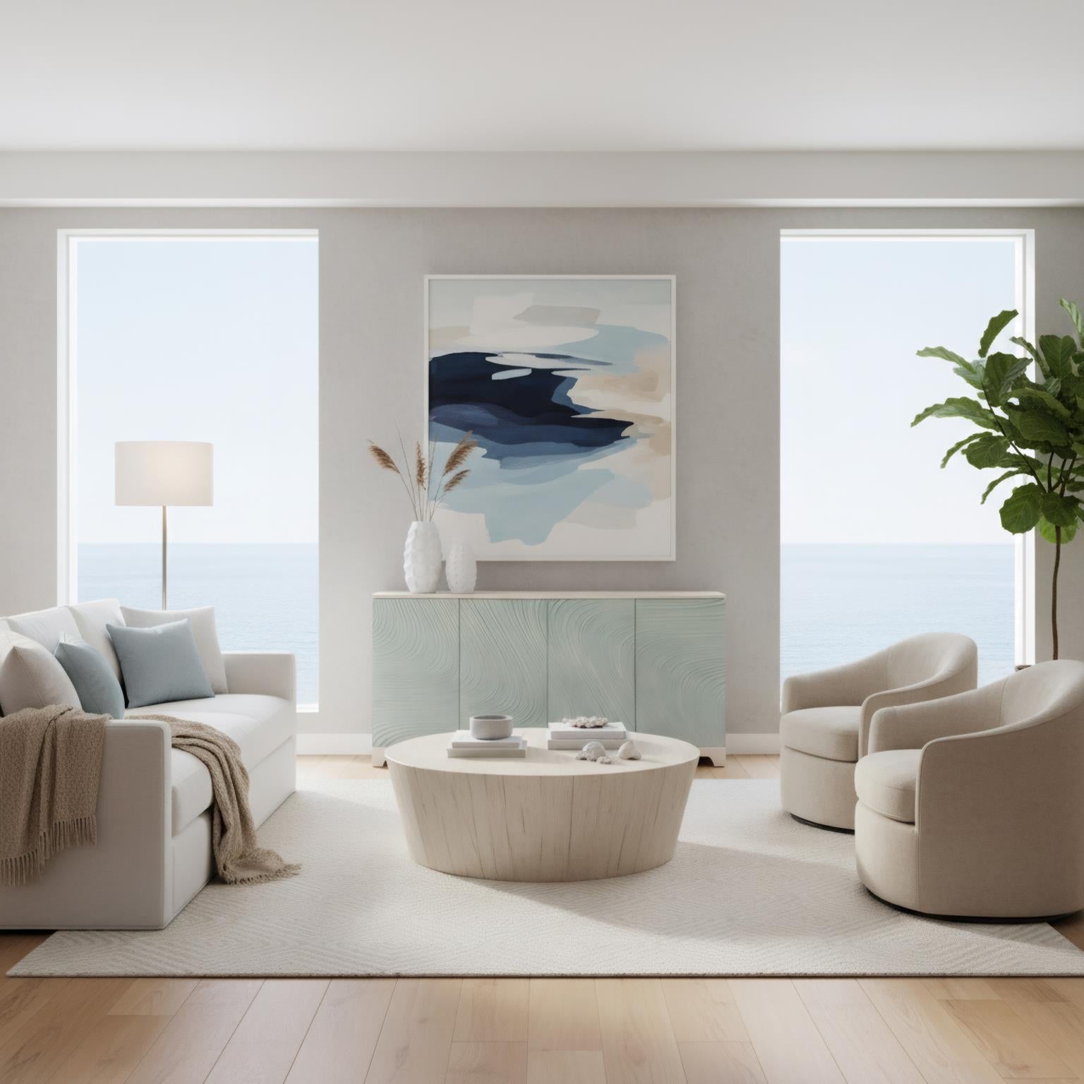 Positano Credenza. Aqua finish