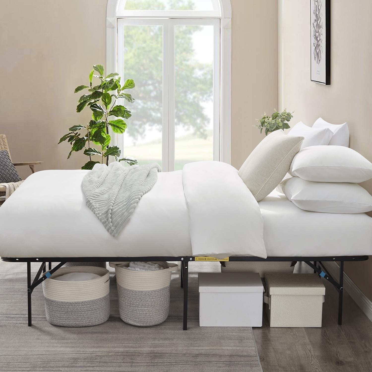 Foldable Metal Platform Storage Bed Frame