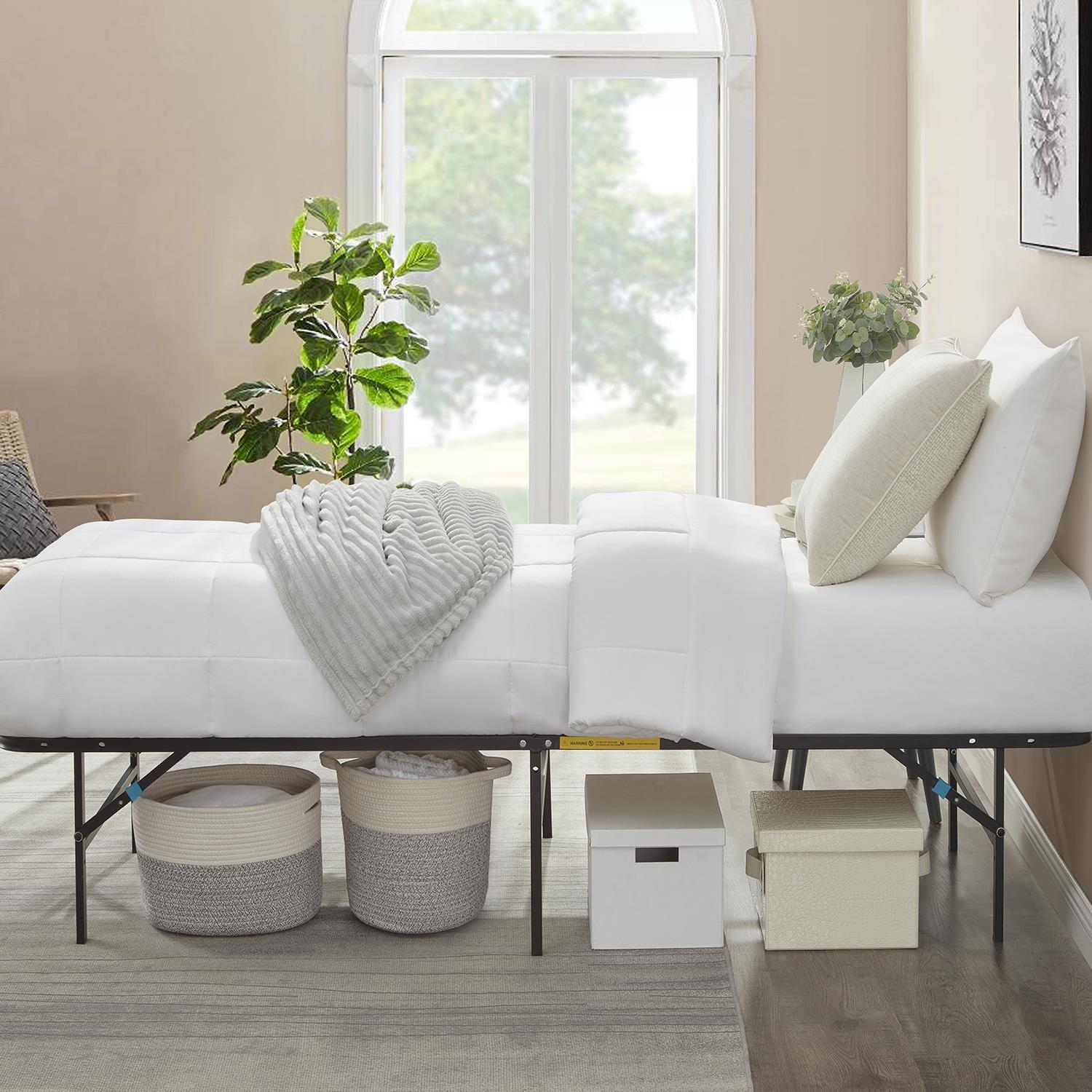 Foldable Metal Platform Storage Bed Frame