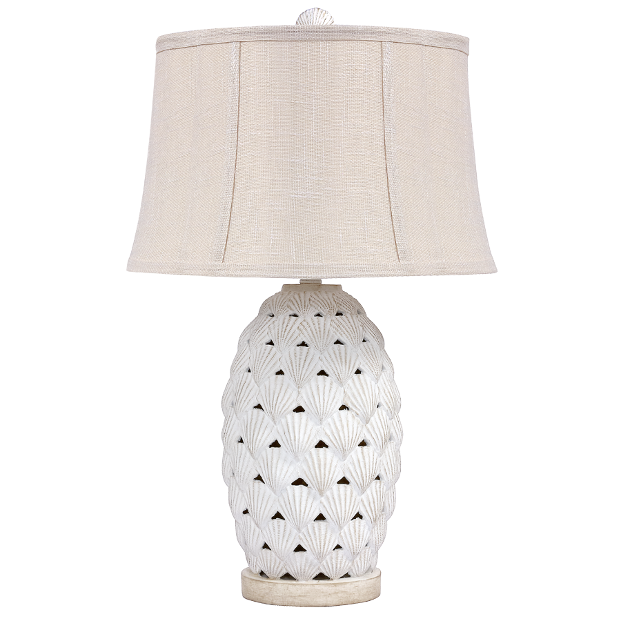 Shell Table Lamp, Soft Round Shade