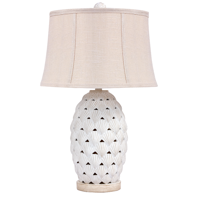 Shell Table Lamp, Soft Round Shade